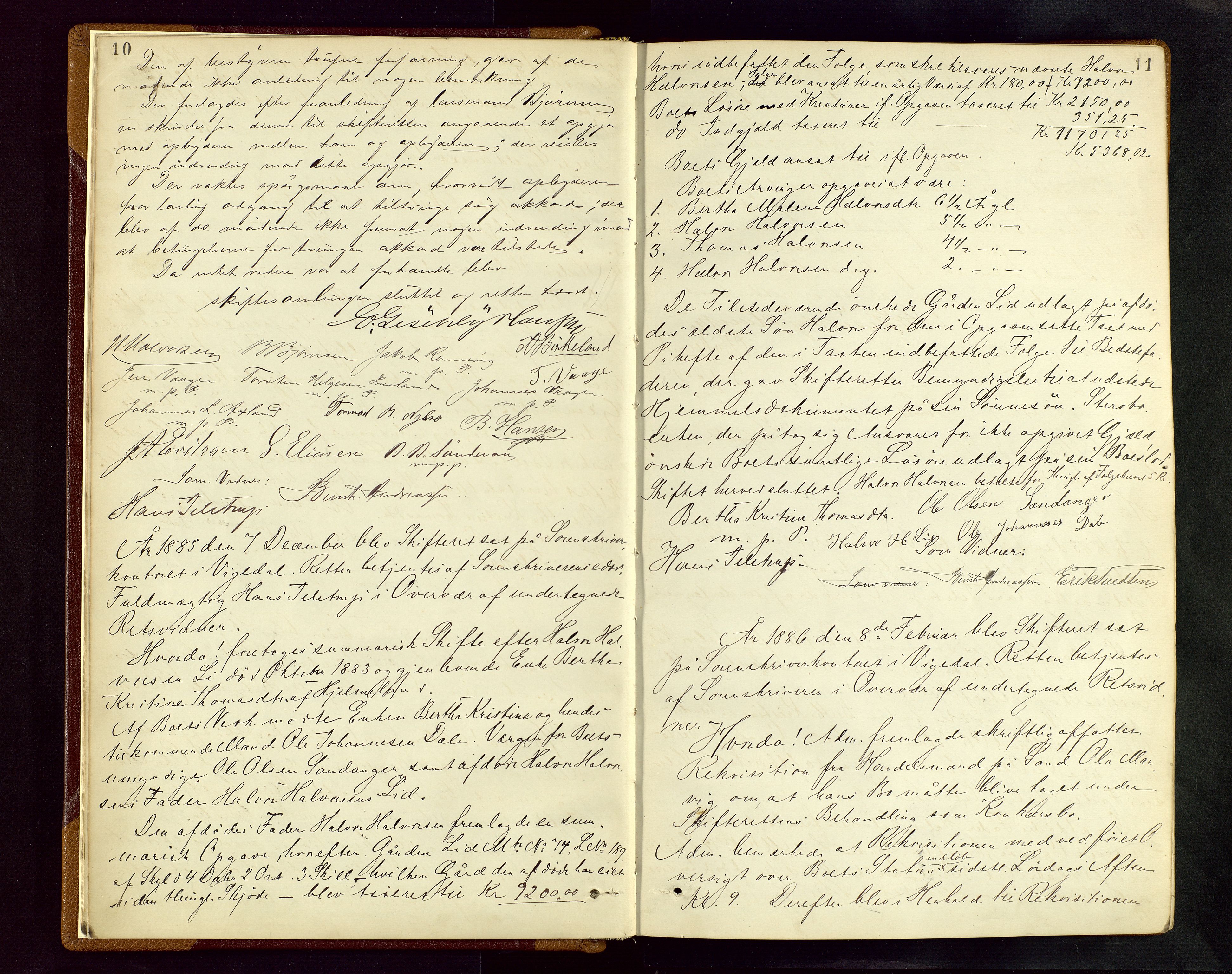 Ryfylke tingrett, AV/SAST-A-100055/001/IV/IVF/L0005: Skifteforhandlingsprotokoll A 5, 1885-1892, p. 10-11
