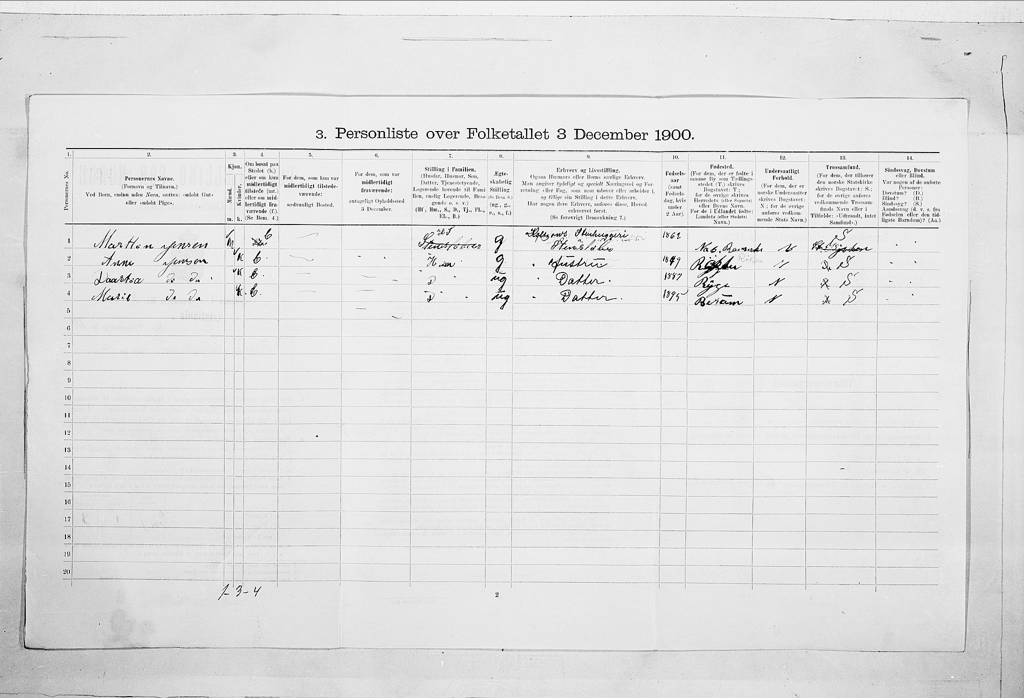 SAO, 1900 census for Kristiania, 1900, p. 111819