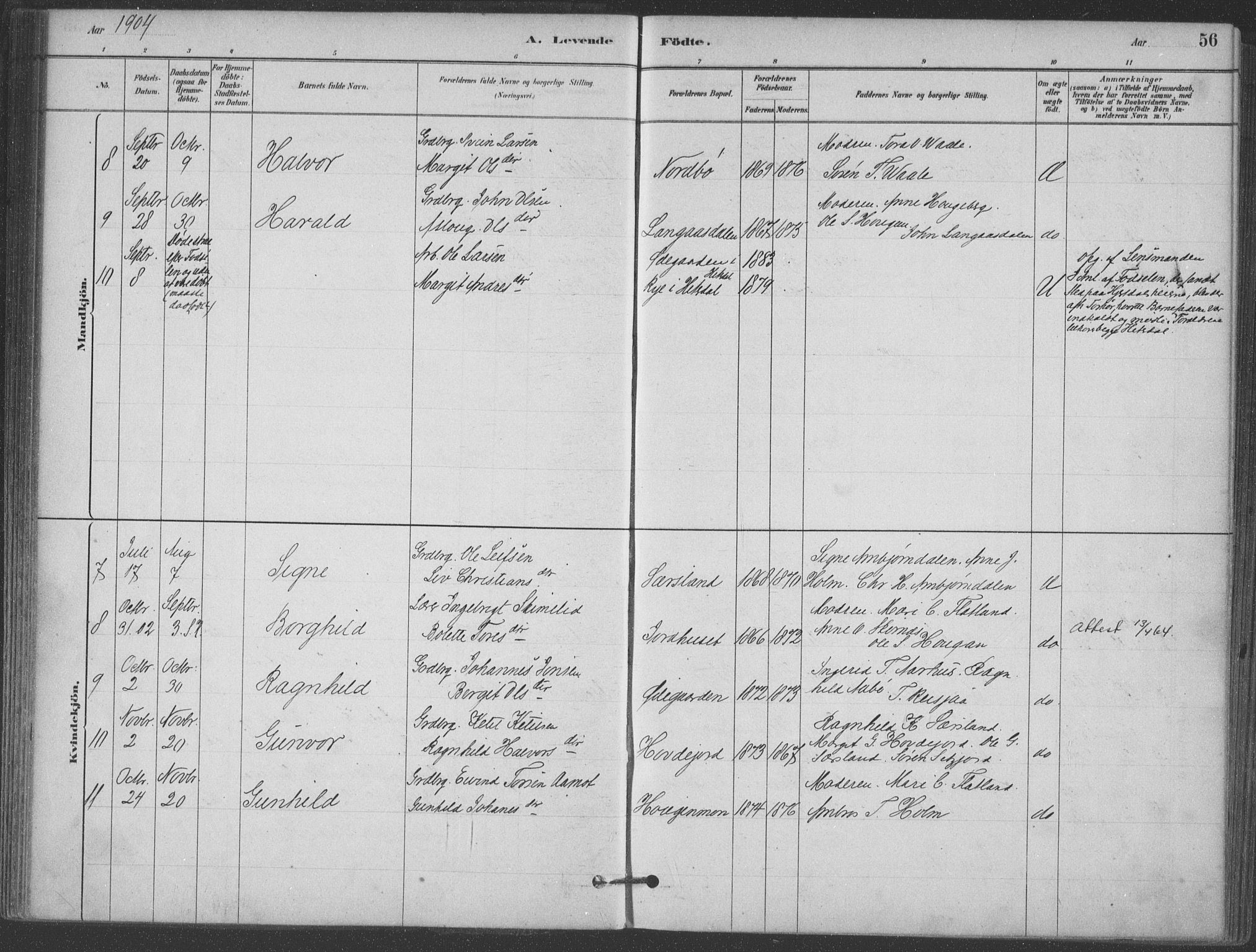 Hjartdal kirkebøker, SAKO/A-270/F/Fa/L0010: Parish register (official) no. I 10, 1880-1929, p. 56