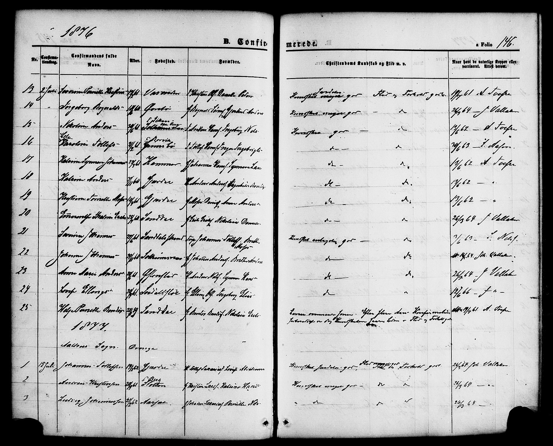 Jølster sokneprestembete, SAB/A-80701/H/Haa/Haaa/L0011: Parish register (official) no. A 11, 1866-1881, p. 146