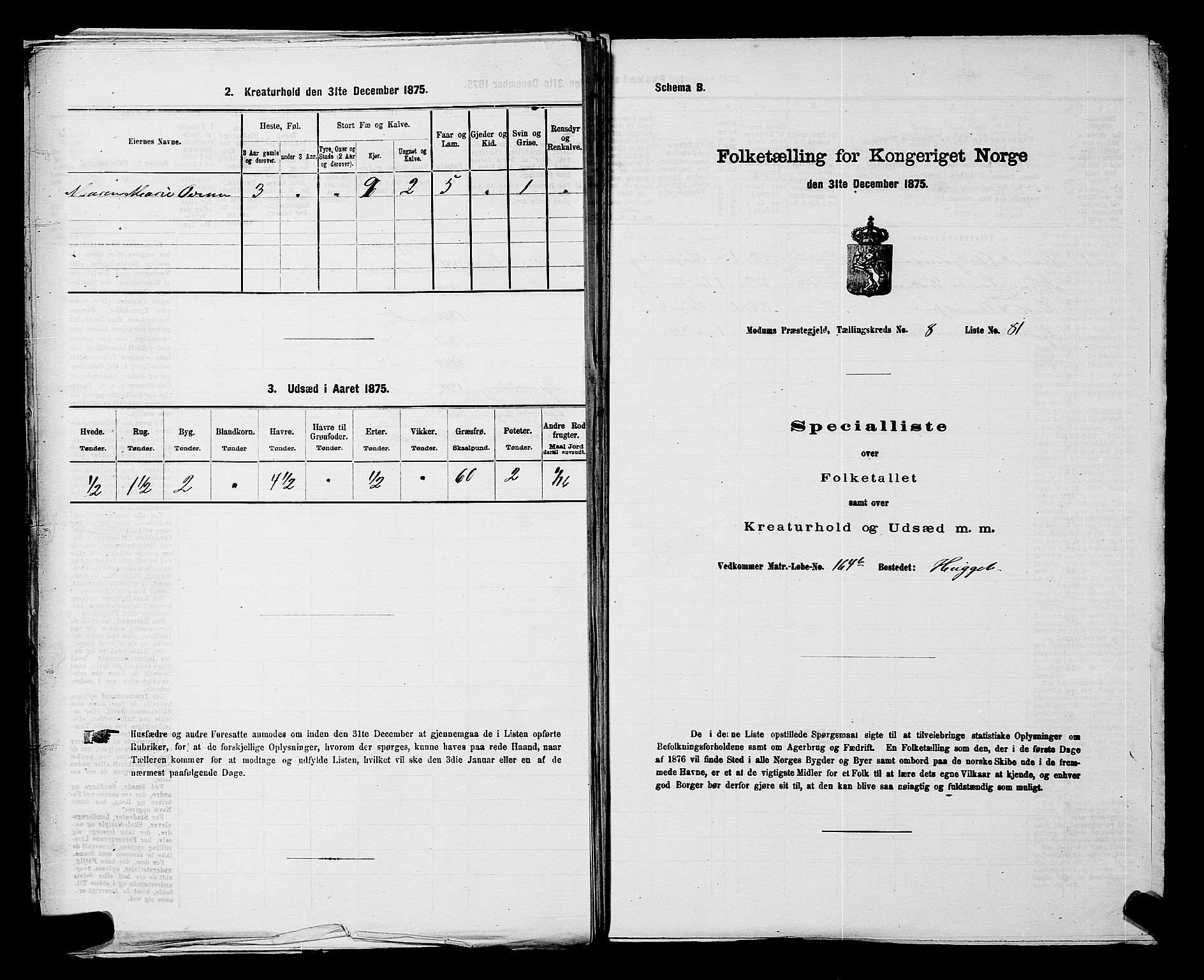 SAKO, 1875 census for 0623P Modum, 1875, p. 1032