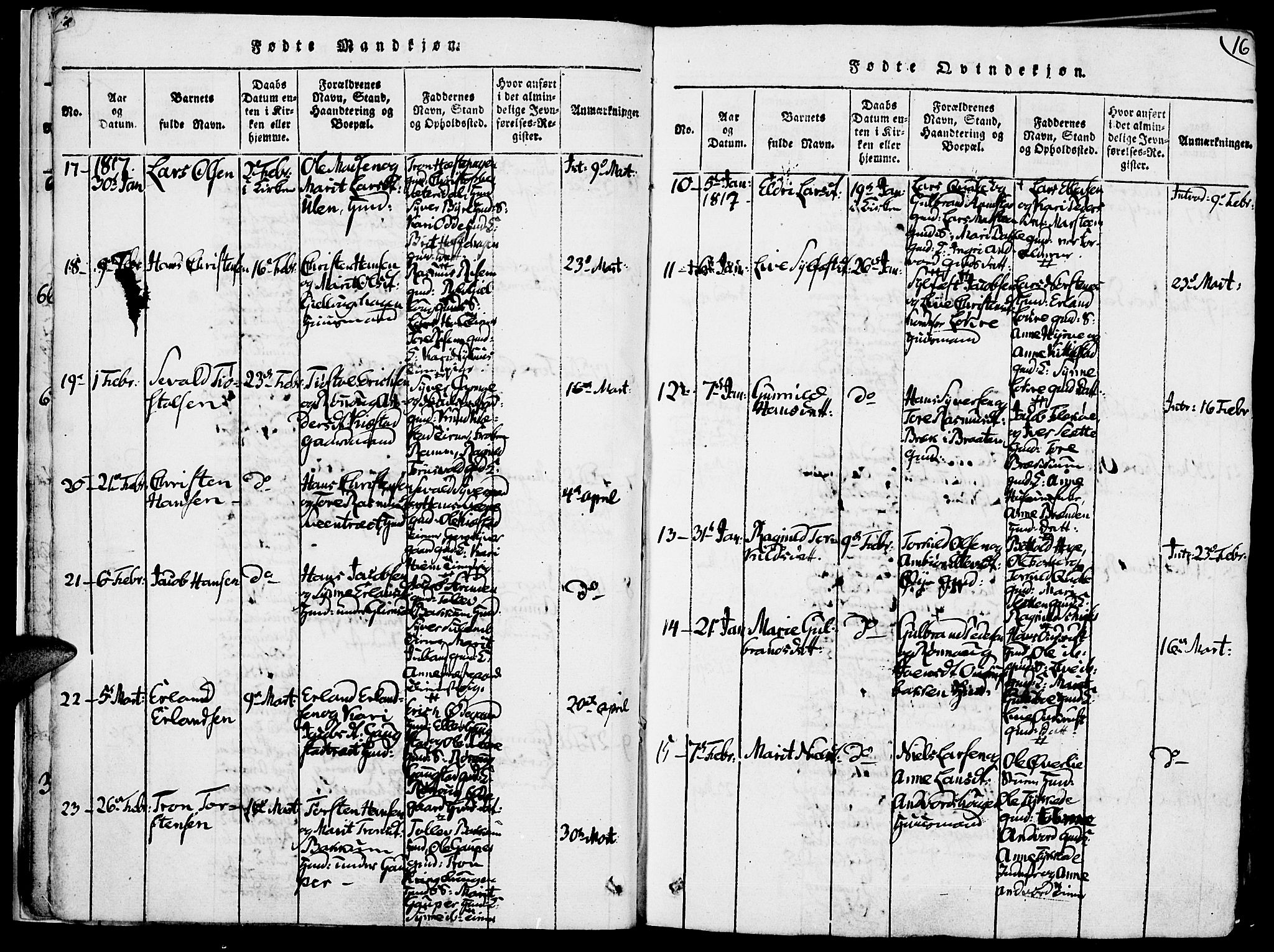 Lom prestekontor, SAH/PREST-070/K/L0004: Parish register (official) no. 4, 1815-1825, p. 16