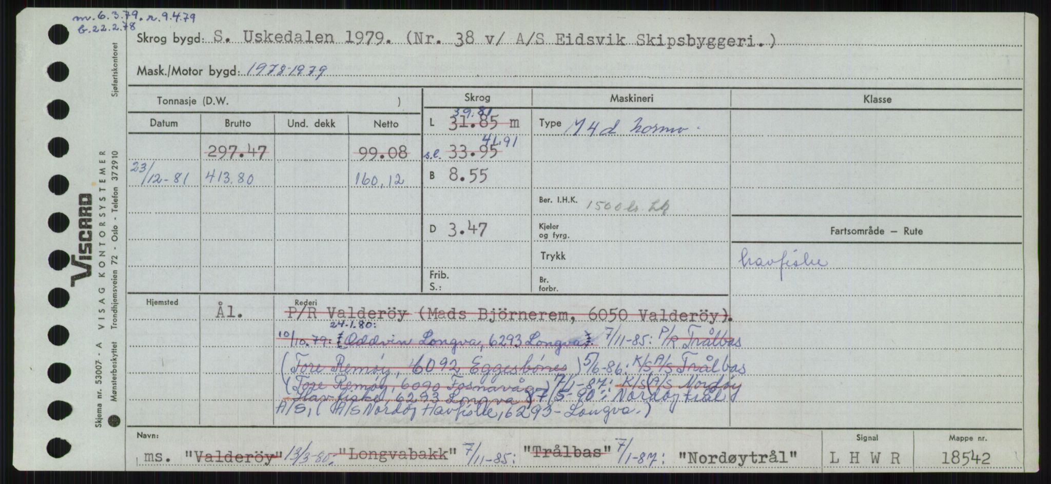Sjøfartsdirektoratet med forløpere, Skipsmålingen, RA/S-1627/H/Ha/L0004/0001: Fartøy, Mas-R / Fartøy, Mas-Odd, p. 725