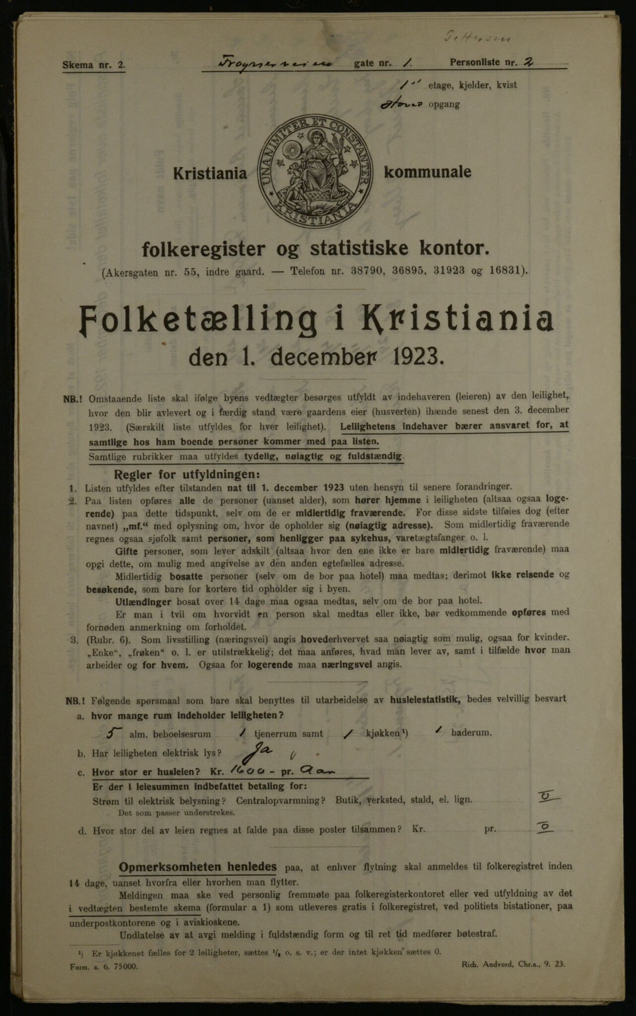 OBA, Municipal Census 1923 for Kristiania, 1923, p. 30557