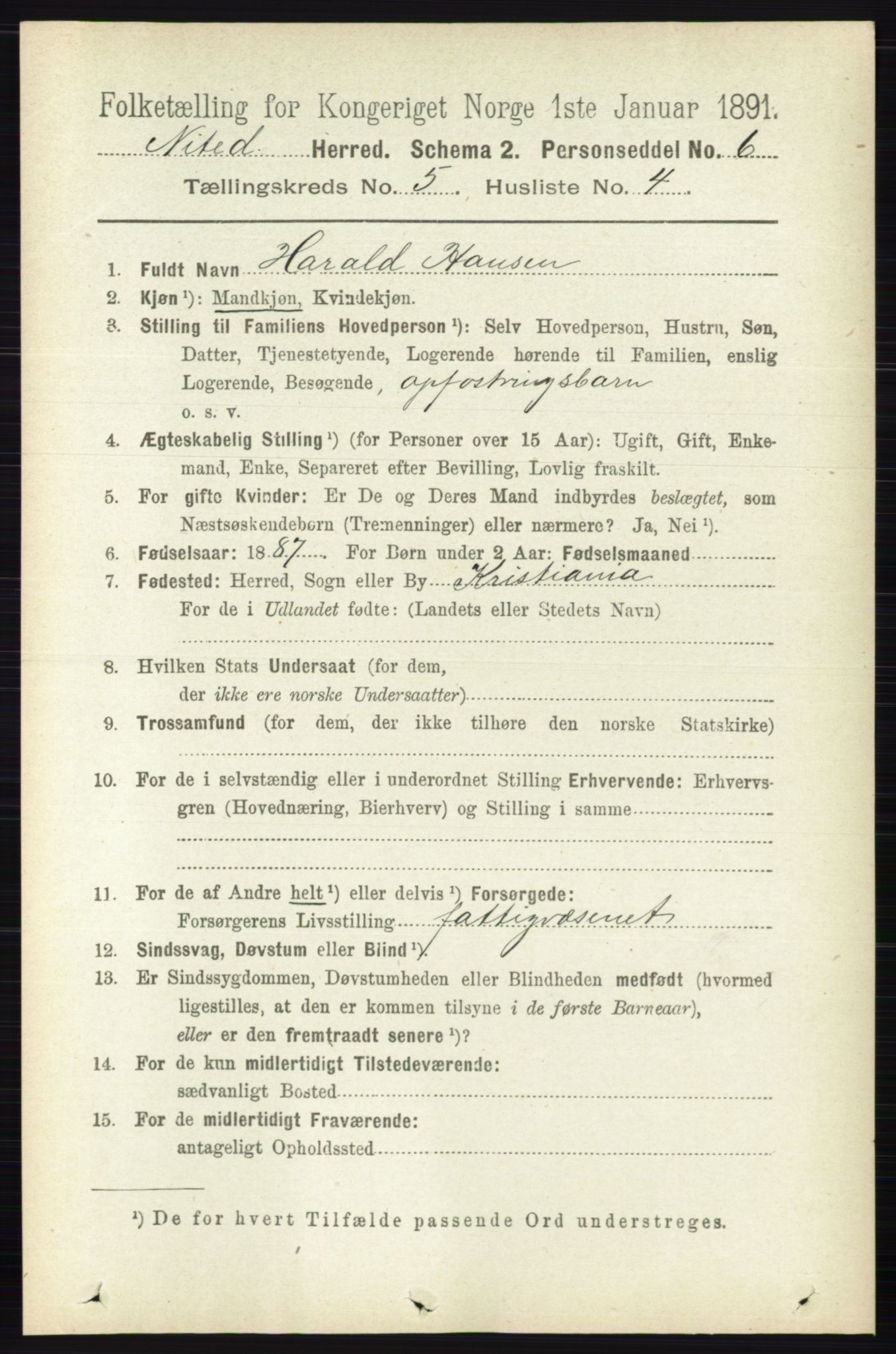 RA, 1891 census for 0233 Nittedal, 1891, p. 2203