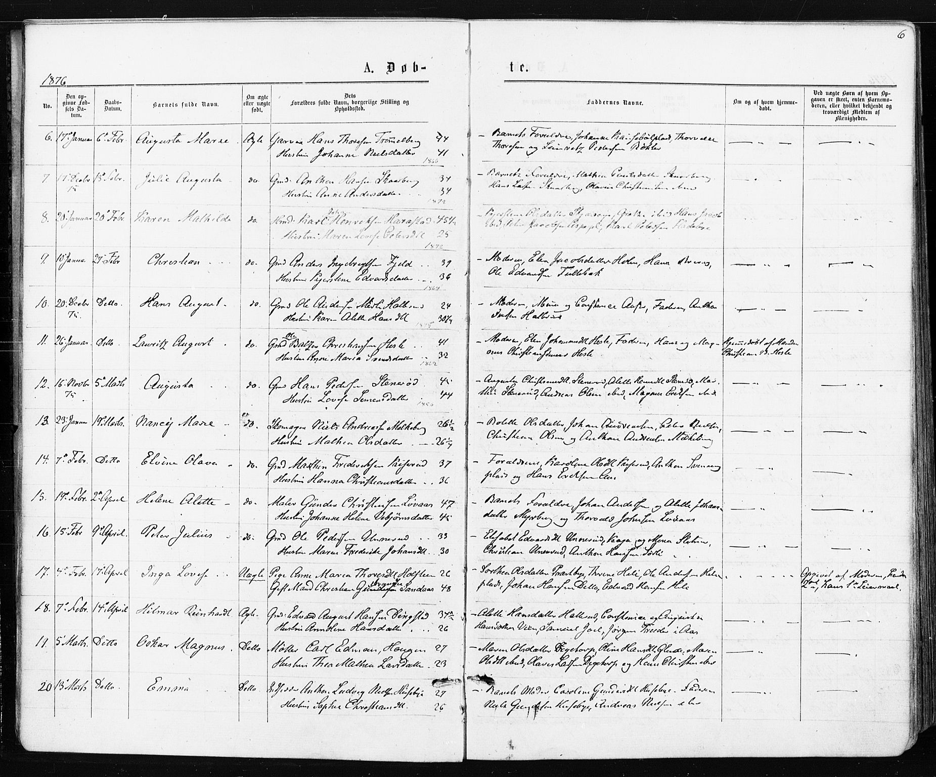 Spydeberg prestekontor Kirkebøker, AV/SAO-A-10924/F/Fa/L0007: Parish register (official) no. I 7, 1875-1885, p. 6