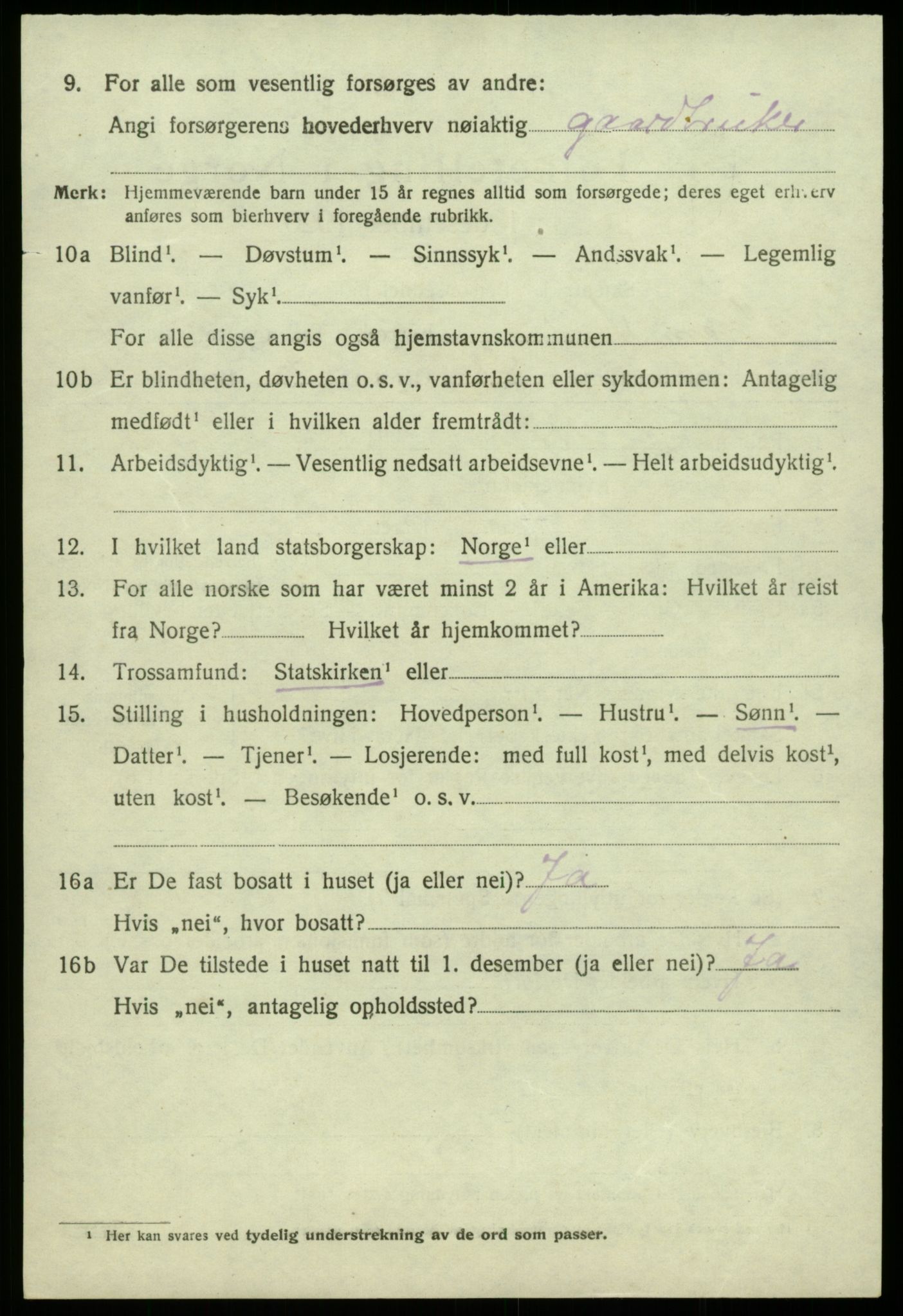 SAB, 1920 census for Kvam, 1920, p. 9858