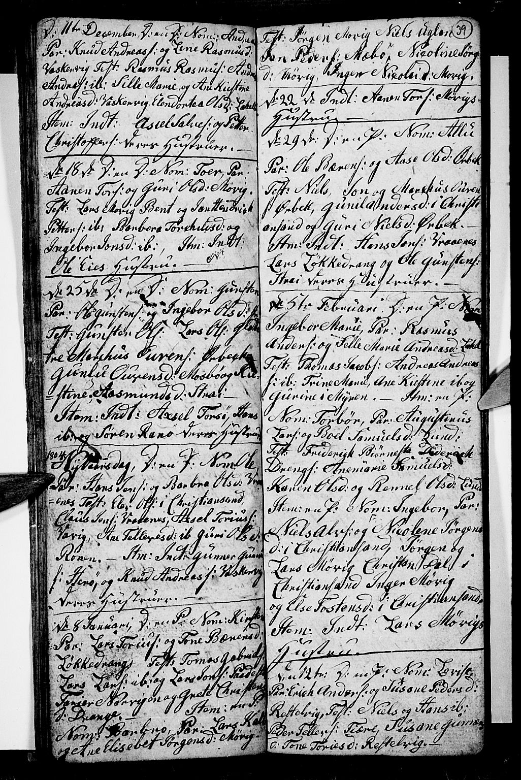 Oddernes sokneprestkontor, AV/SAK-1111-0033/F/Fb/Fba/L0002: Parish register (copy) no. B 2, 1791-1806, p. 39