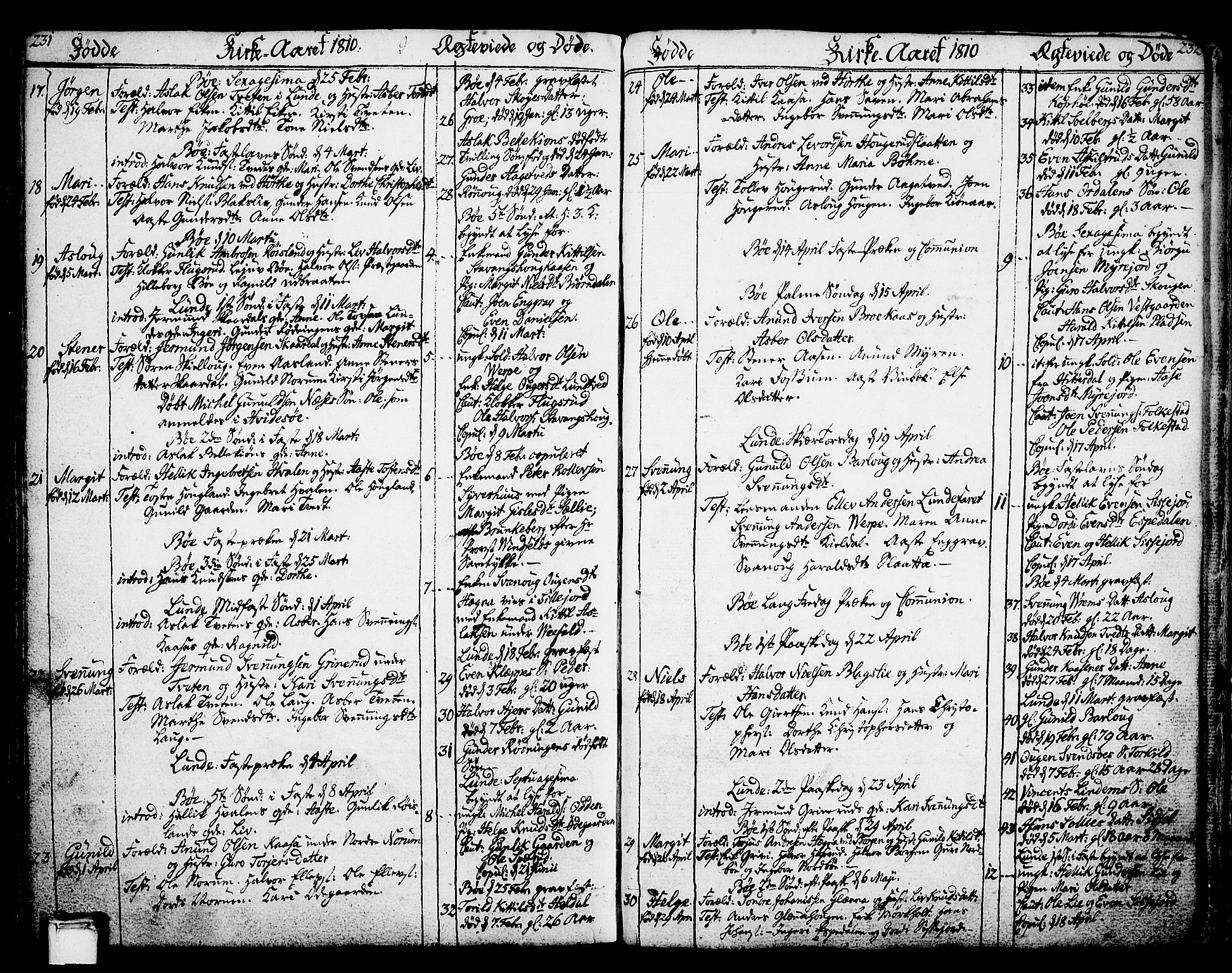 Bø kirkebøker, SAKO/A-257/F/Fa/L0005: Parish register (official) no. 5, 1785-1815, p. 231-232