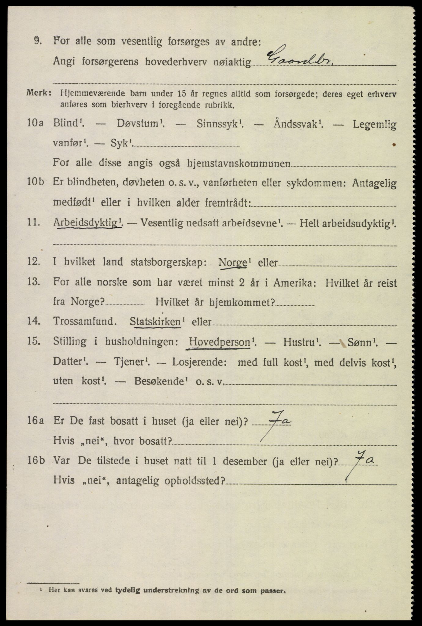 SAK, 1920 census for Holum, 1920, p. 3106