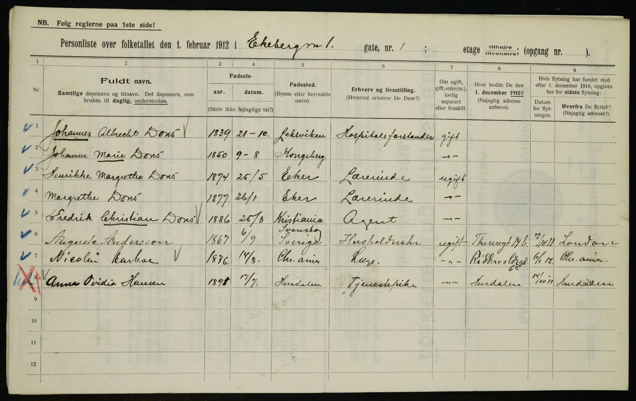 OBA, Municipal Census 1912 for Kristiania, 1912, p. 20064