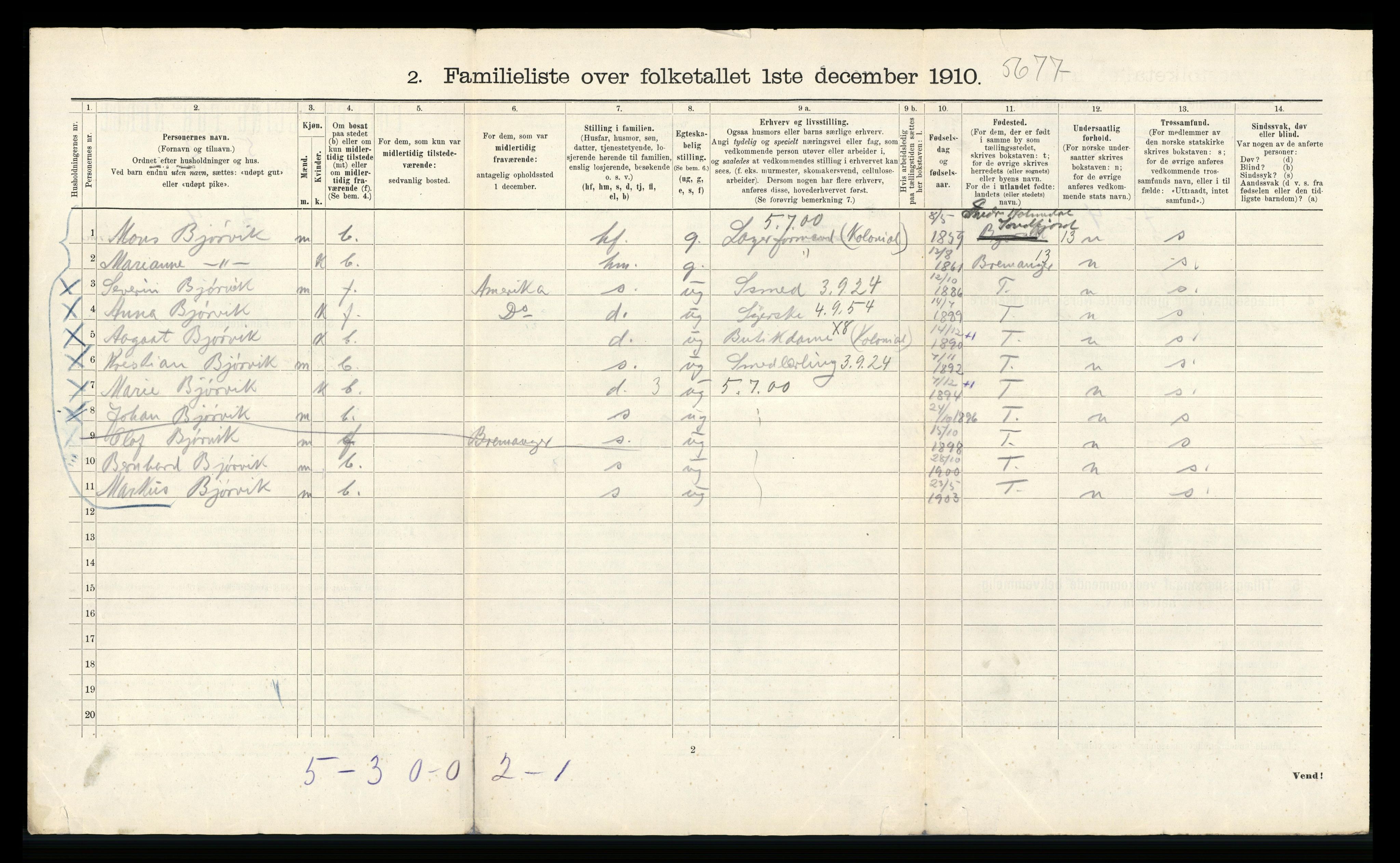 RA, 1910 census for Bergen, 1910, p. 21584