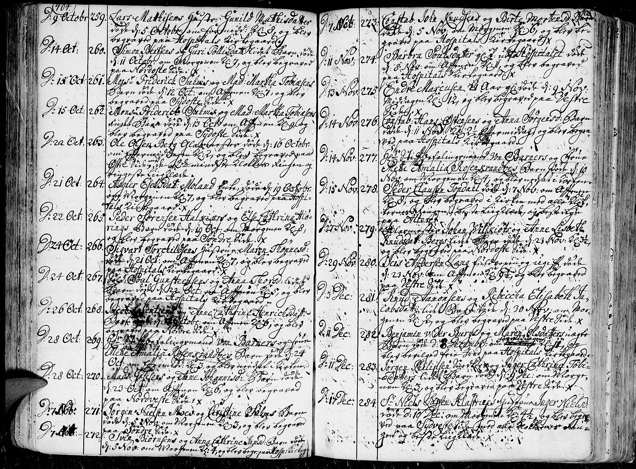 Kristiansand domprosti, AV/SAK-1112-0006/F/Fa/L0001: Parish register (official) no. A 1, 1734-1793, p. 404-405