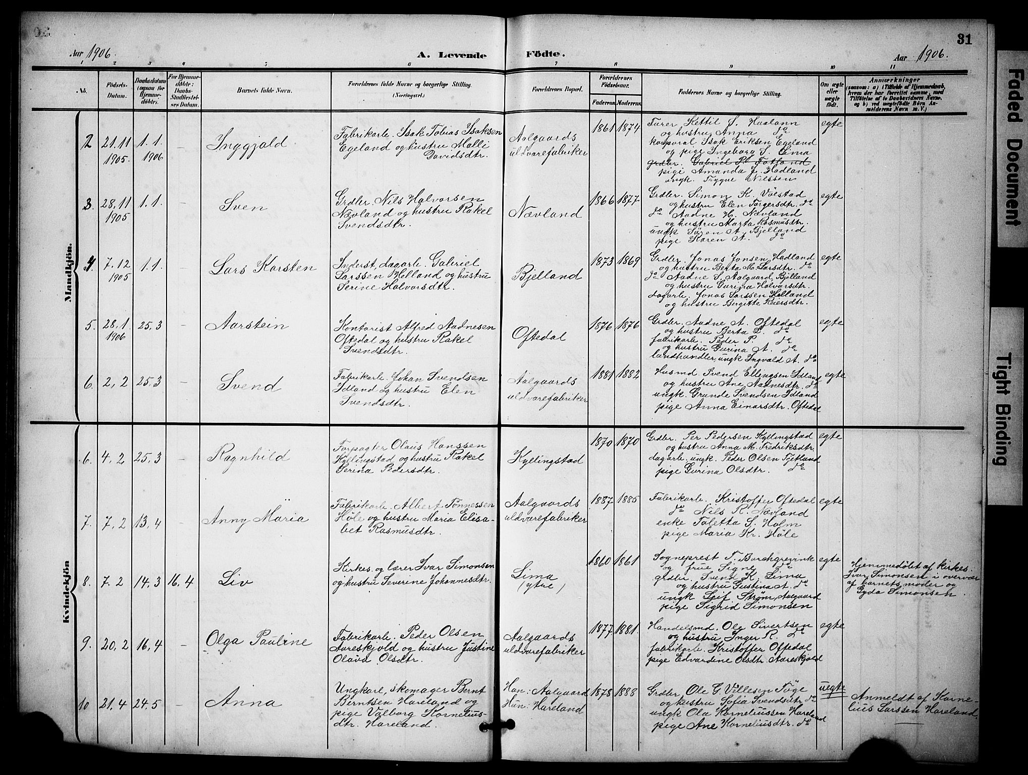 Lye sokneprestkontor, AV/SAST-A-101794/001/30BB/L0009: Parish register (copy) no. B 9, 1902-1923, p. 31