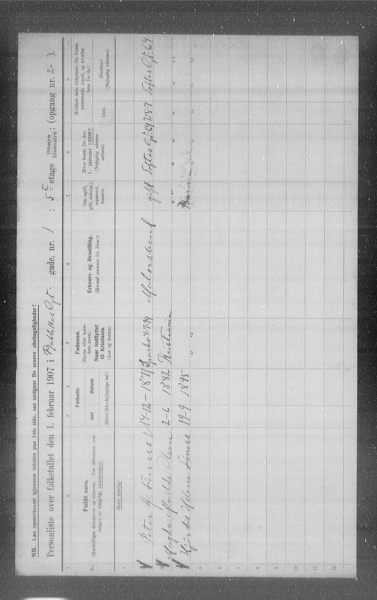 OBA, Municipal Census 1907 for Kristiania, 1907, p. 41797