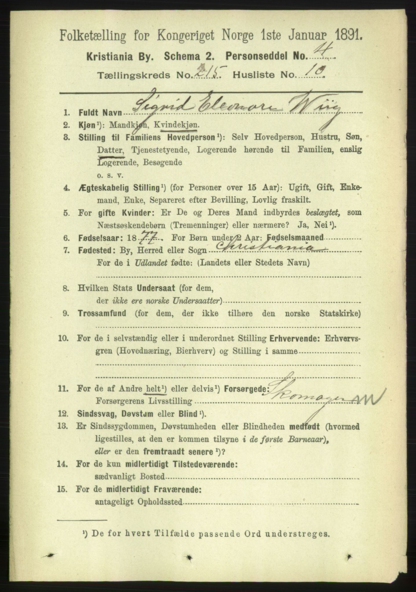 RA, 1891 census for 0301 Kristiania, 1891, p. 127969