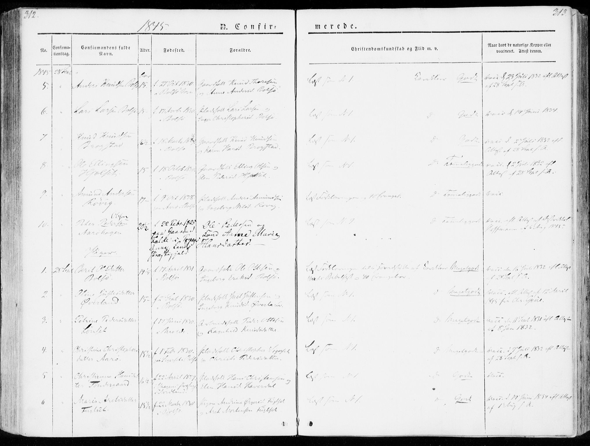 Ministerialprotokoller, klokkerbøker og fødselsregistre - Møre og Romsdal, AV/SAT-A-1454/555/L0653: Parish register (official) no. 555A04, 1843-1869, p. 312-313