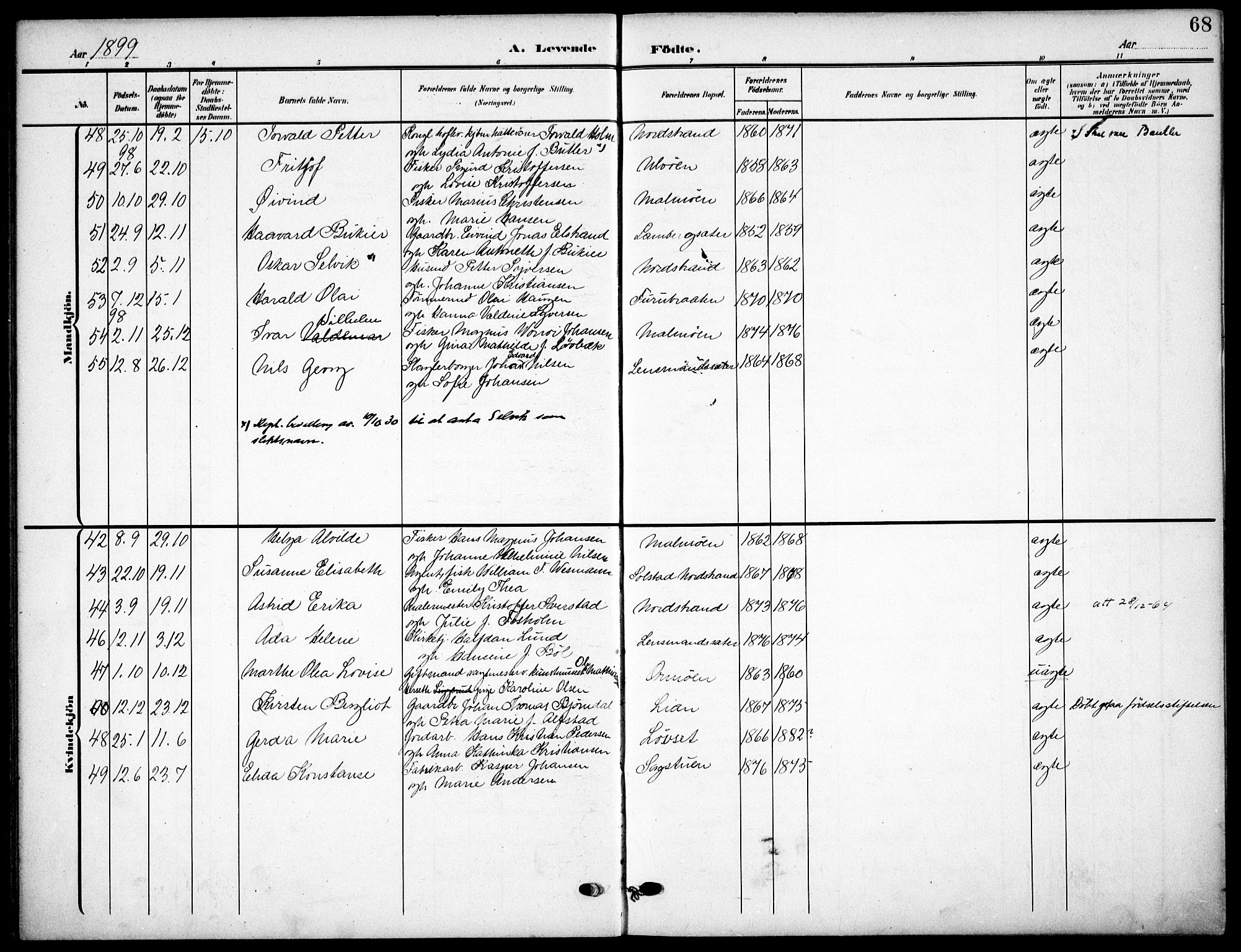 Nordstrand prestekontor Kirkebøker, AV/SAO-A-10362a/F/Fa/L0000: Parish register (official) no.  0, 1881-1900, p. 68