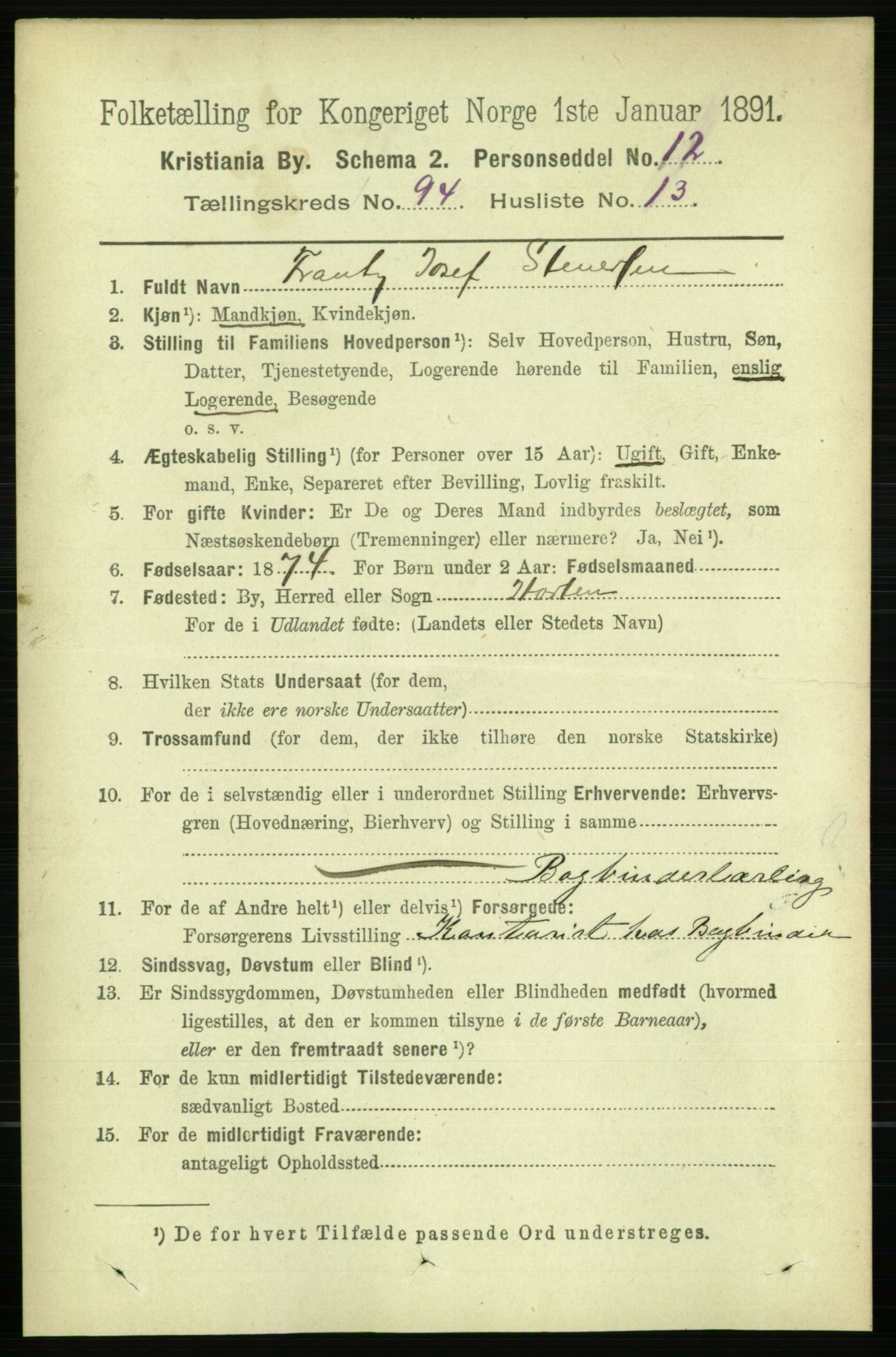 RA, 1891 census for 0301 Kristiania, 1891, p. 46236