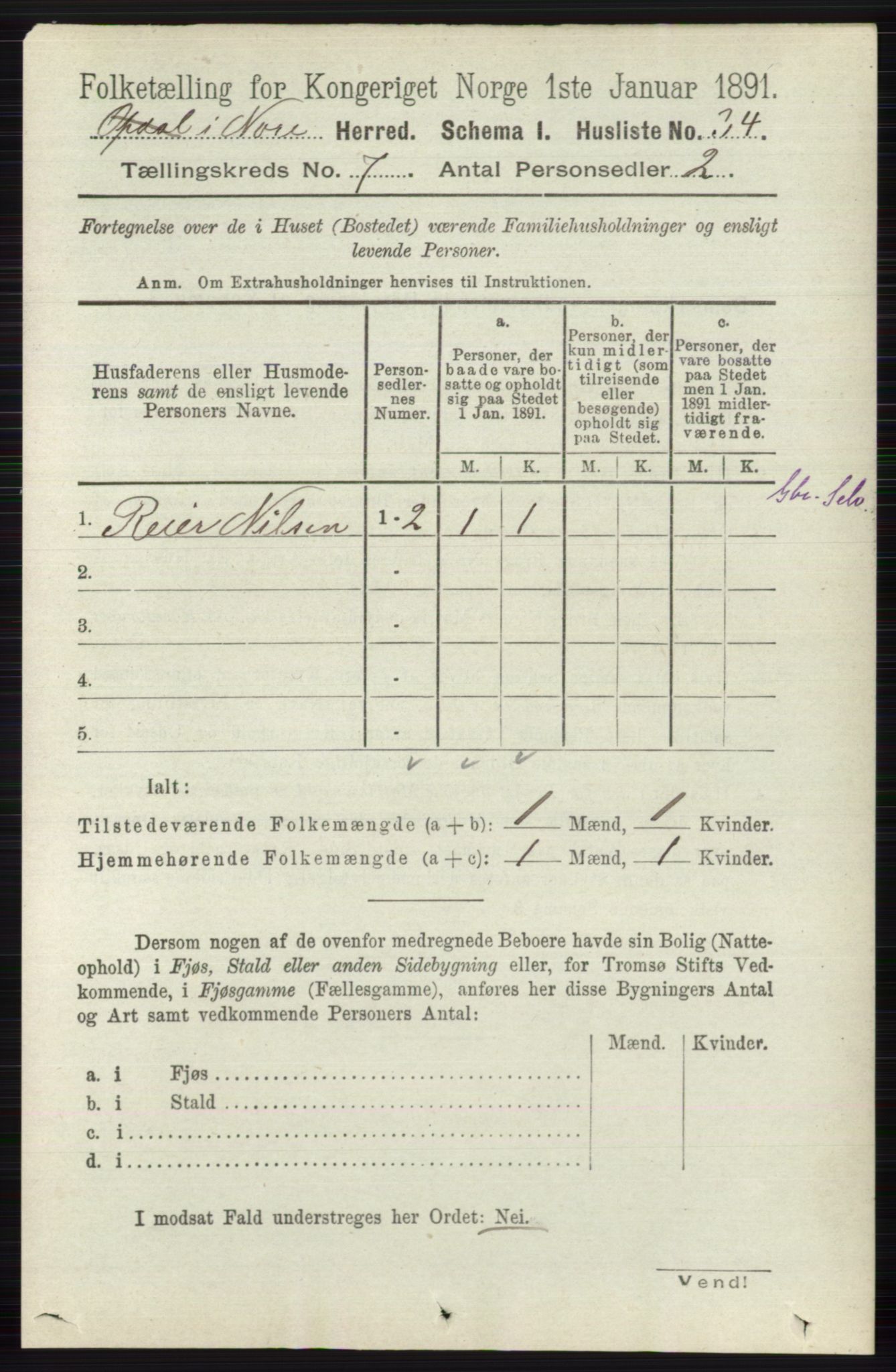 RA, 1891 census for 0633 Nore, 1891, p. 2596