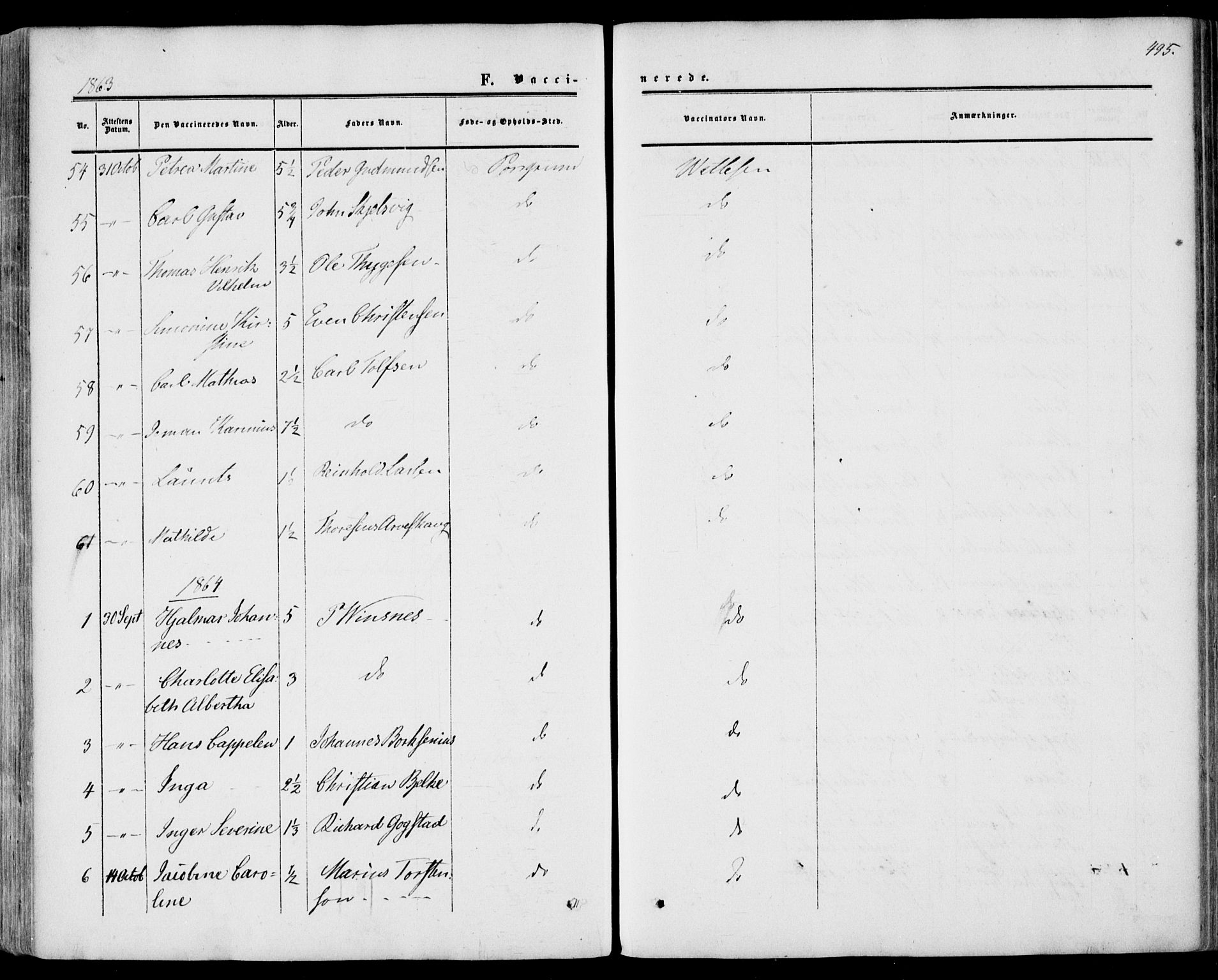 Porsgrunn kirkebøker , SAKO/A-104/F/Fa/L0007: Parish register (official) no. 7, 1858-1877, p. 495