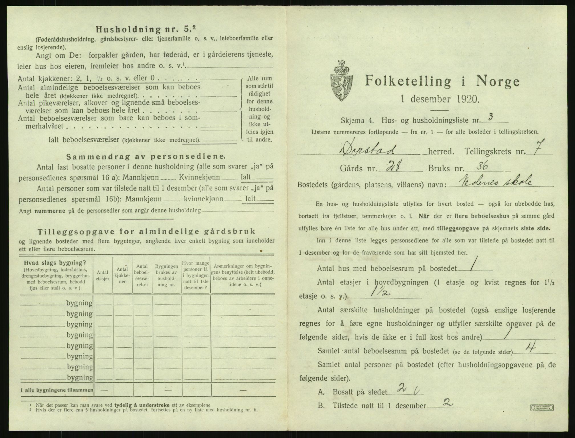 SAK, 1920 census for Øyestad, 1920, p. 644