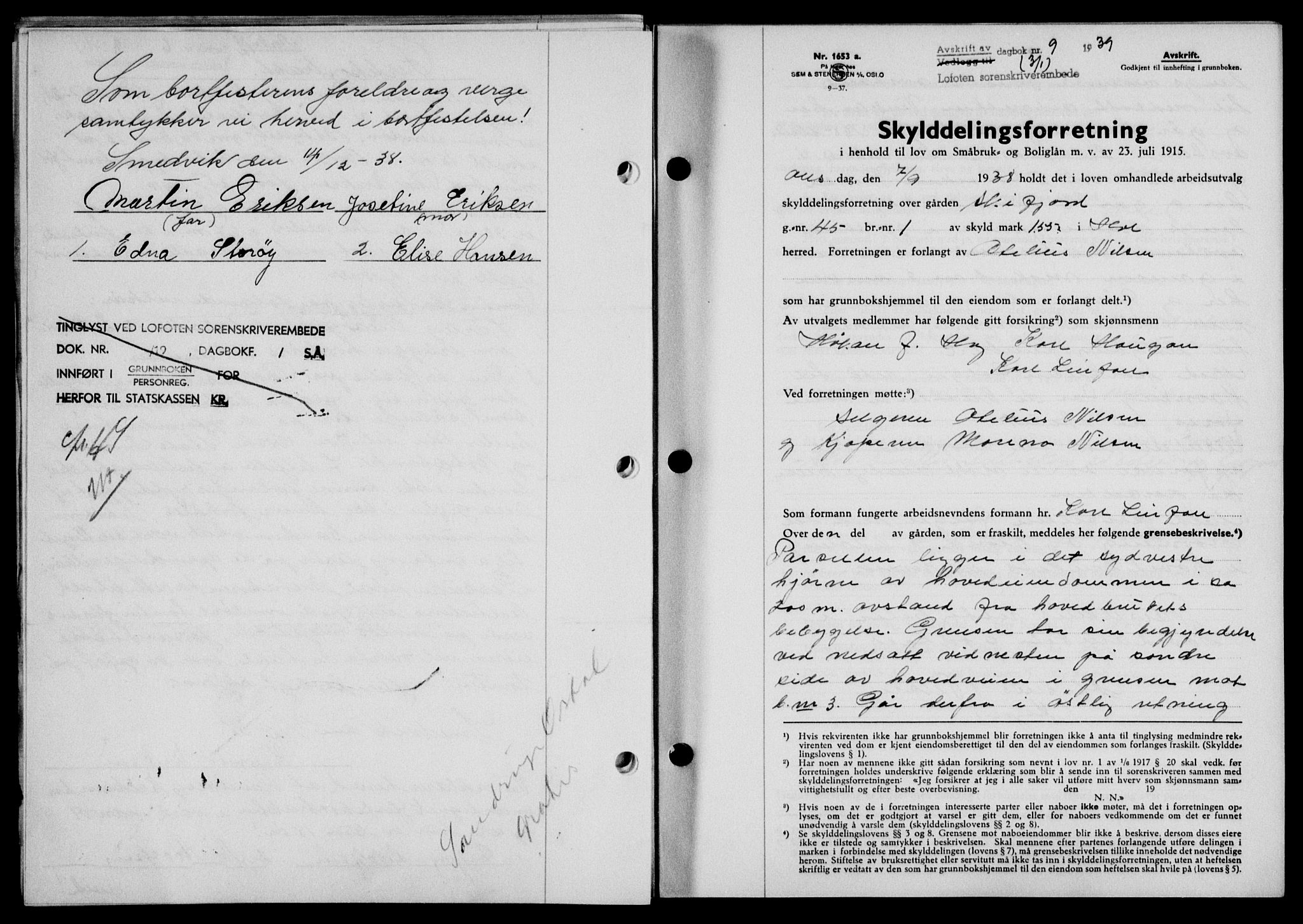 Lofoten sorenskriveri, SAT/A-0017/1/2/2C/L0005a: Mortgage book no. 5a, 1939-1939, Diary no: : 9/1939