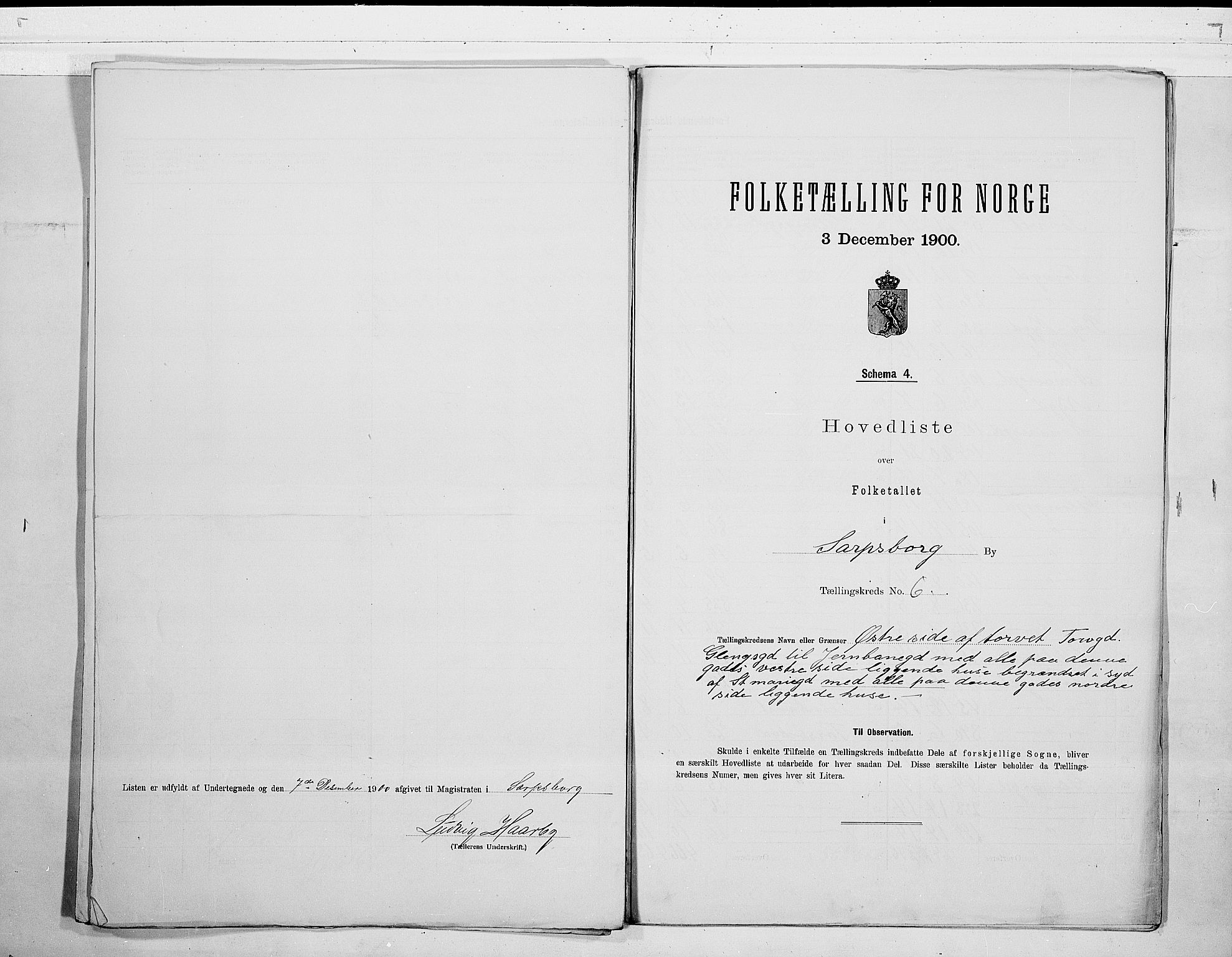 SAO, 1900 census for Sarpsborg, 1900, p. 14