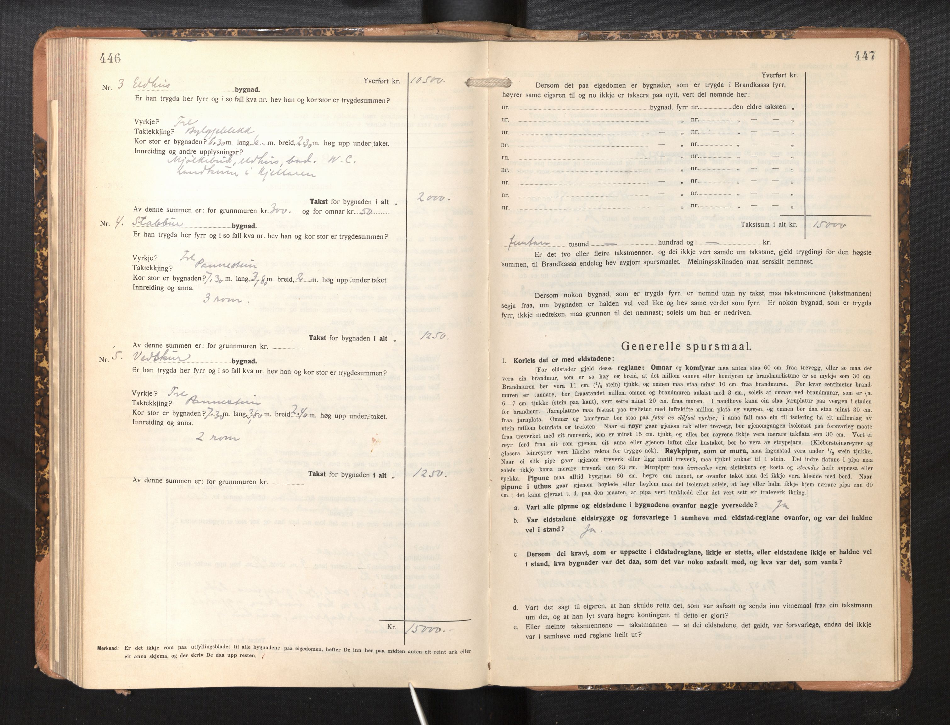 Lensmannen i Sogndal, SAB/A-29901/0012/L0013: Branntakstprotokoll, skjematakst, 1931-1938, p. 446-447