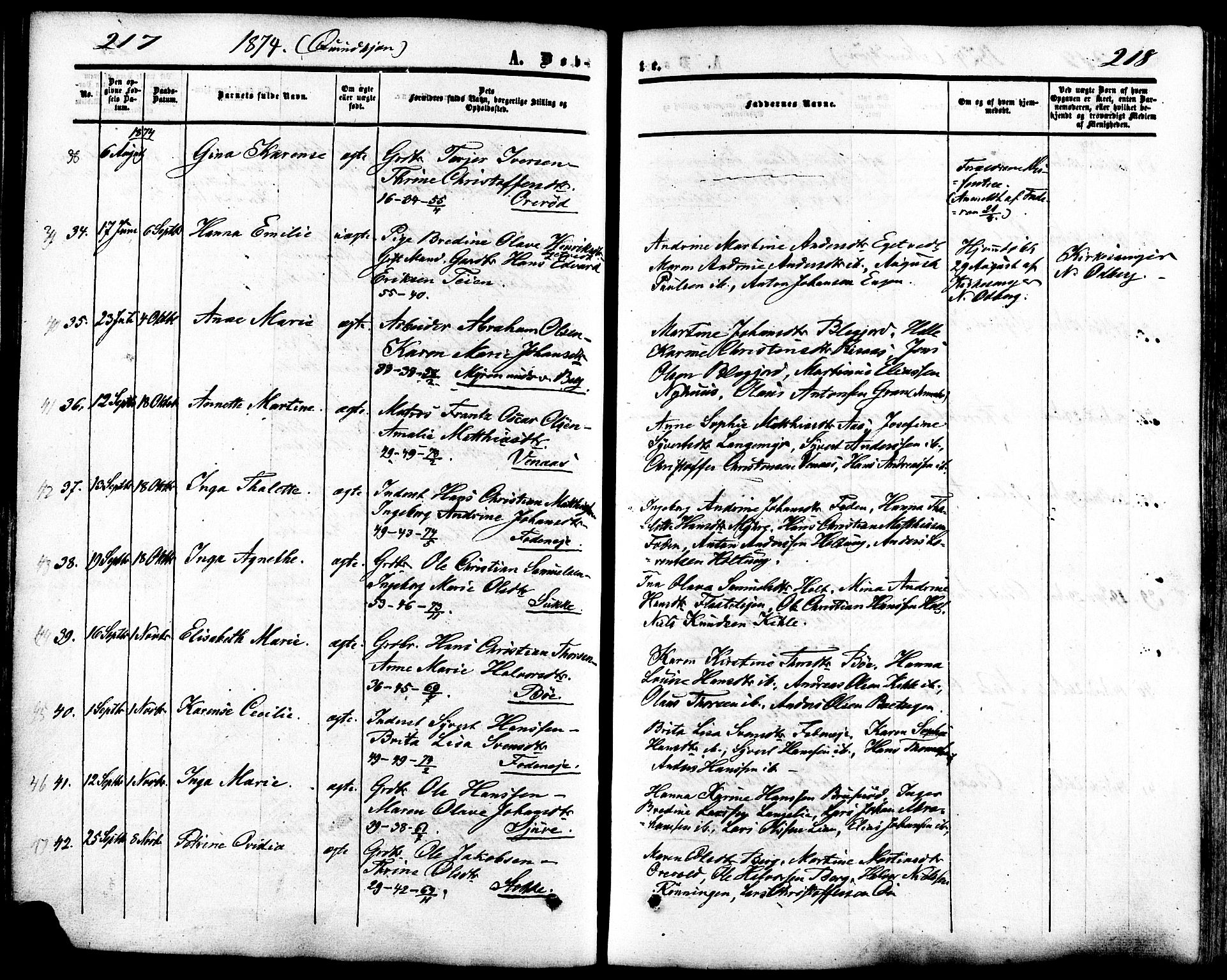 Ramnes kirkebøker, AV/SAKO-A-314/F/Fa/L0006: Parish register (official) no. I 6, 1862-1877, p. 217-218