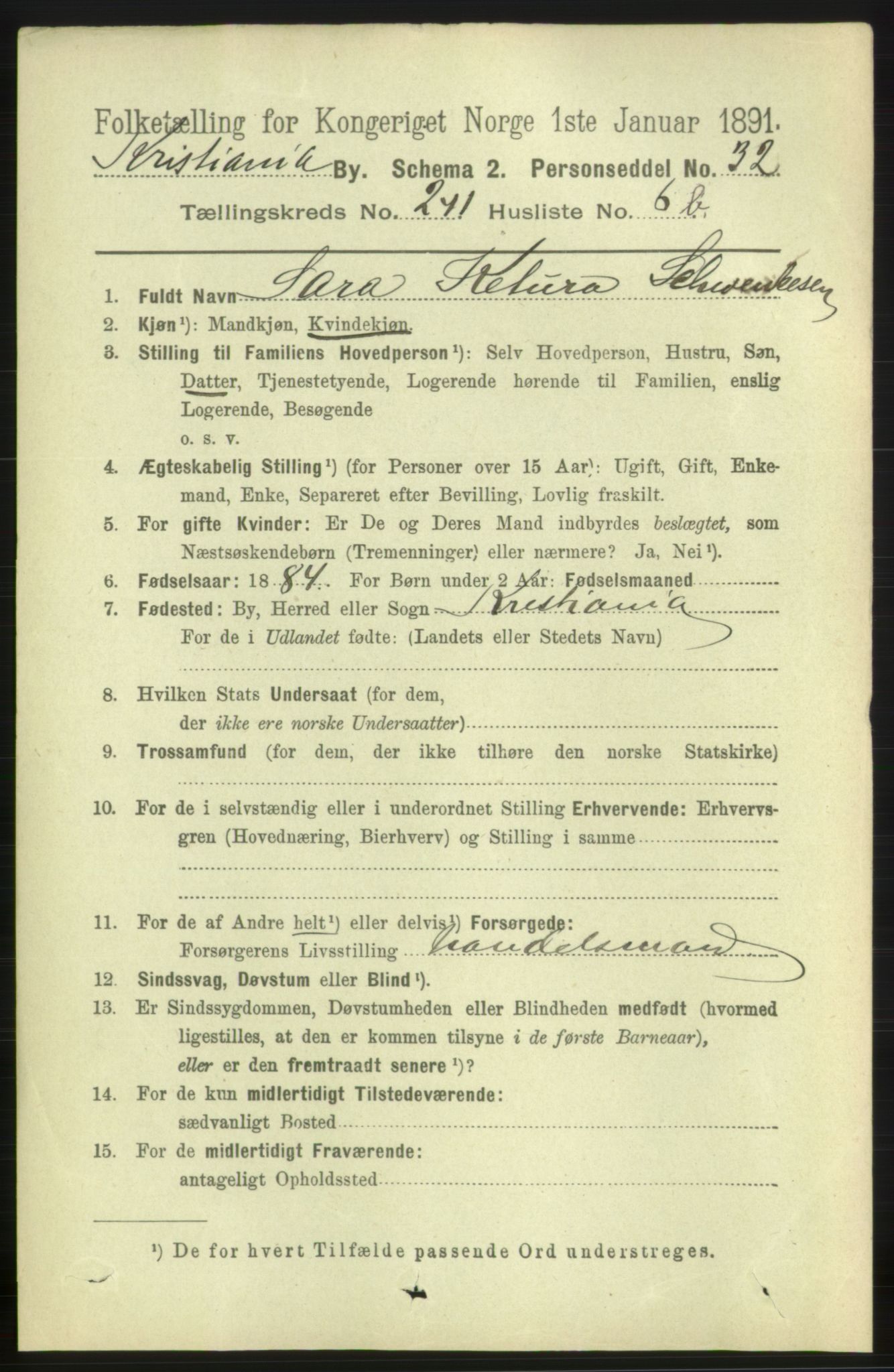 RA, 1891 census for 0301 Kristiania, 1891, p. 141951