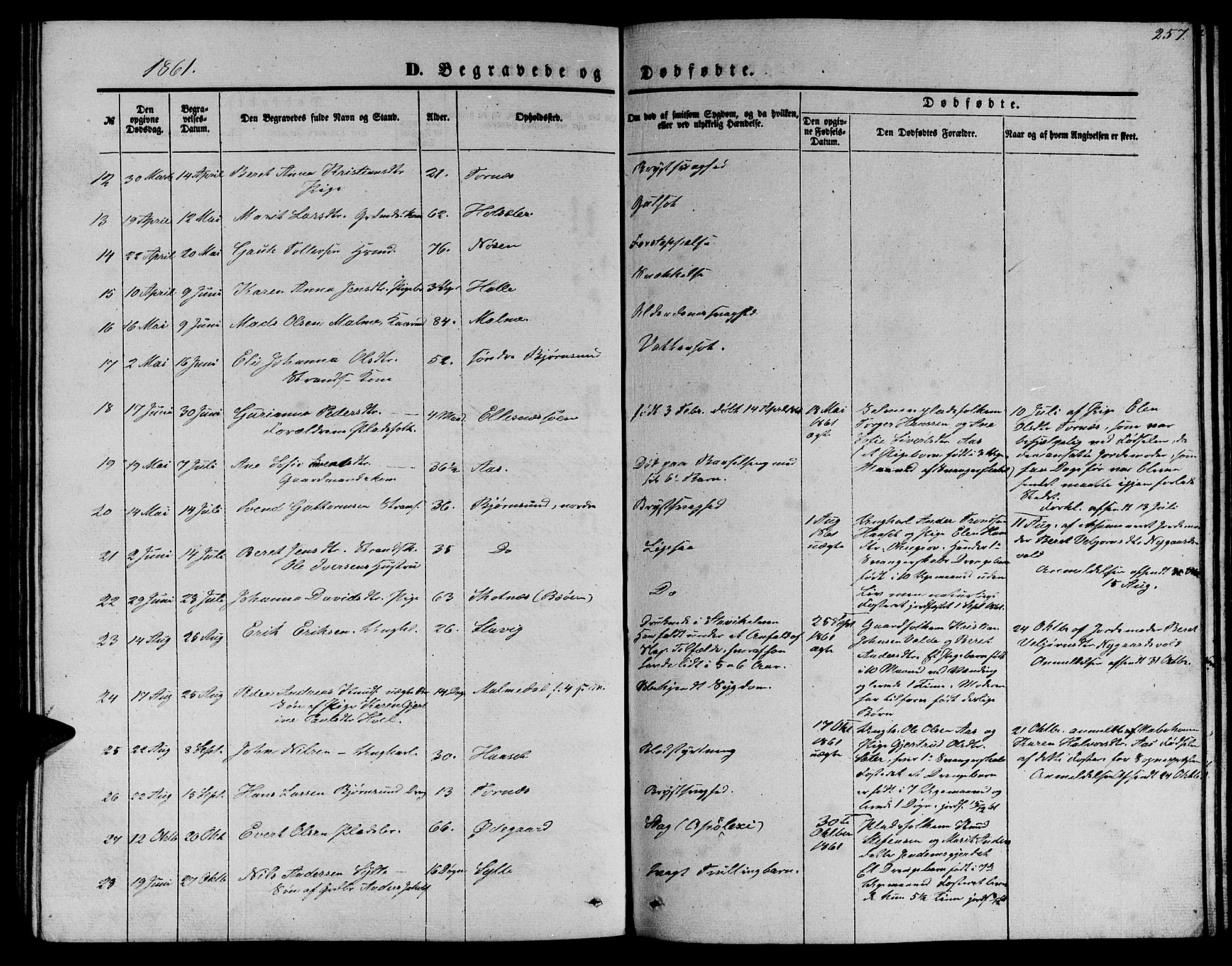 Ministerialprotokoller, klokkerbøker og fødselsregistre - Møre og Romsdal, SAT/A-1454/565/L0753: Parish register (copy) no. 565C02, 1845-1870, p. 257