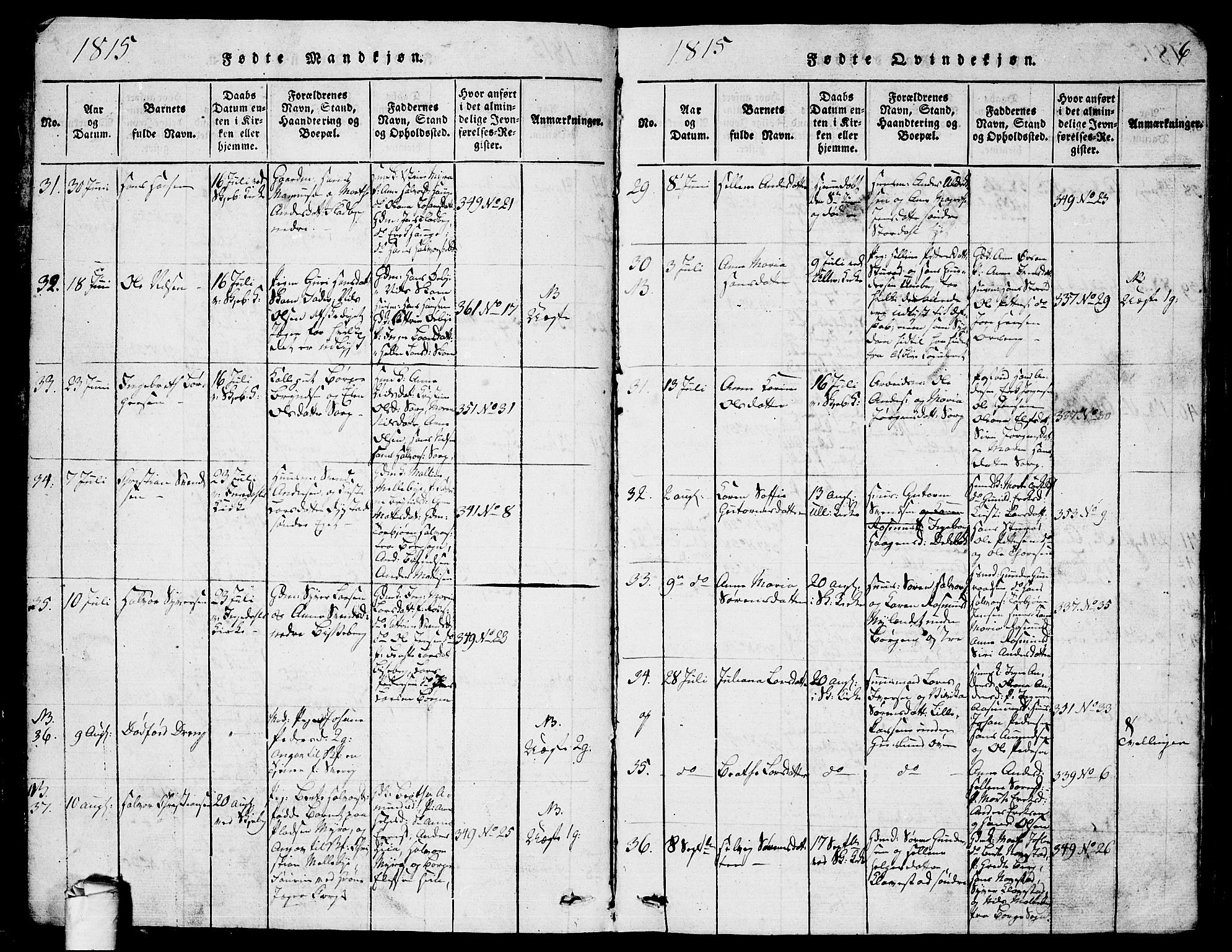 Skjeberg prestekontor Kirkebøker, SAO/A-10923/G/Ga/L0001: Parish register (copy) no. I 1, 1815-1830, p. 6