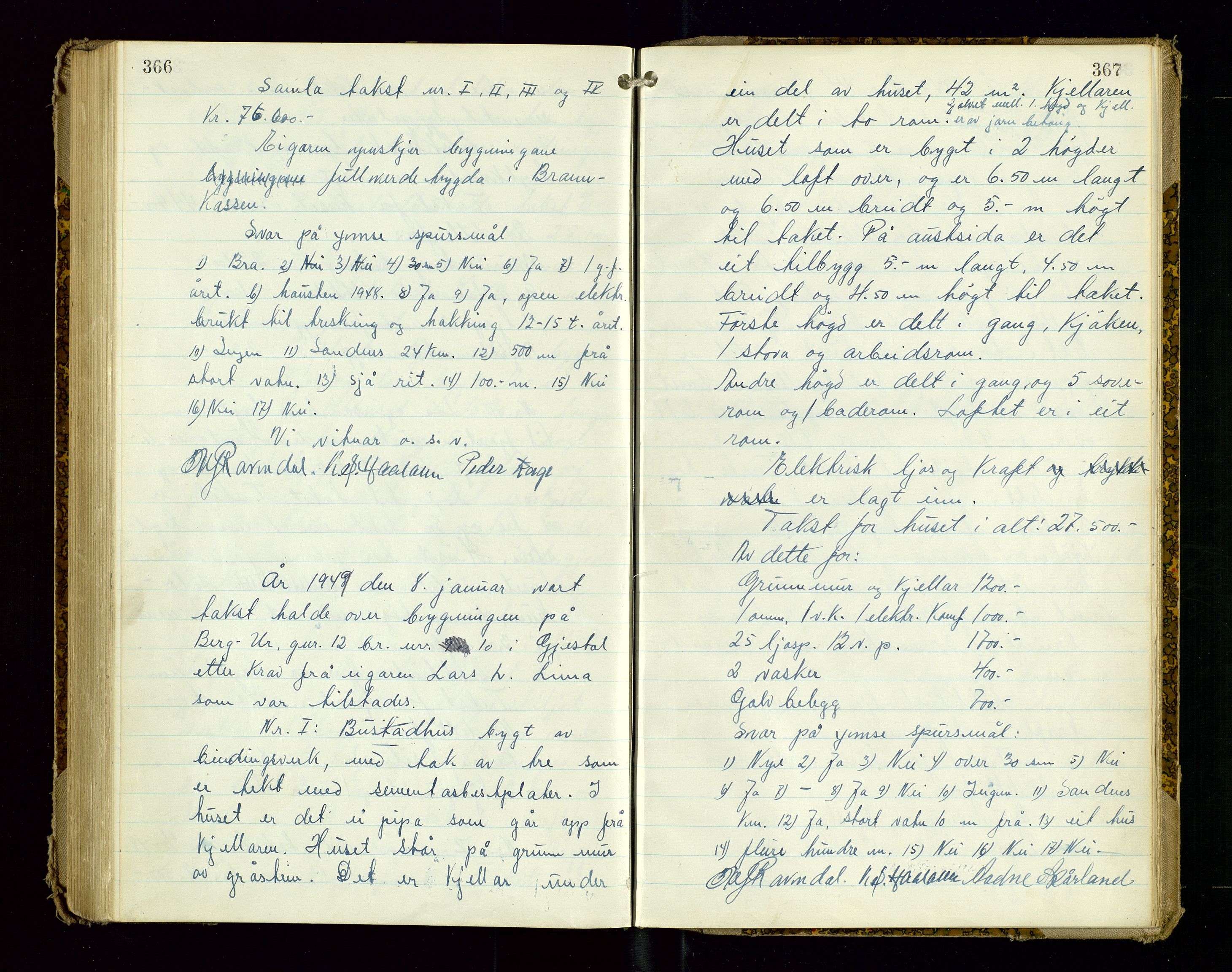 Gjesdal lensmannskontor, AV/SAST-A-100441/Go/L0004: Branntakstprotokoll, 1944-1949, p. 366-367