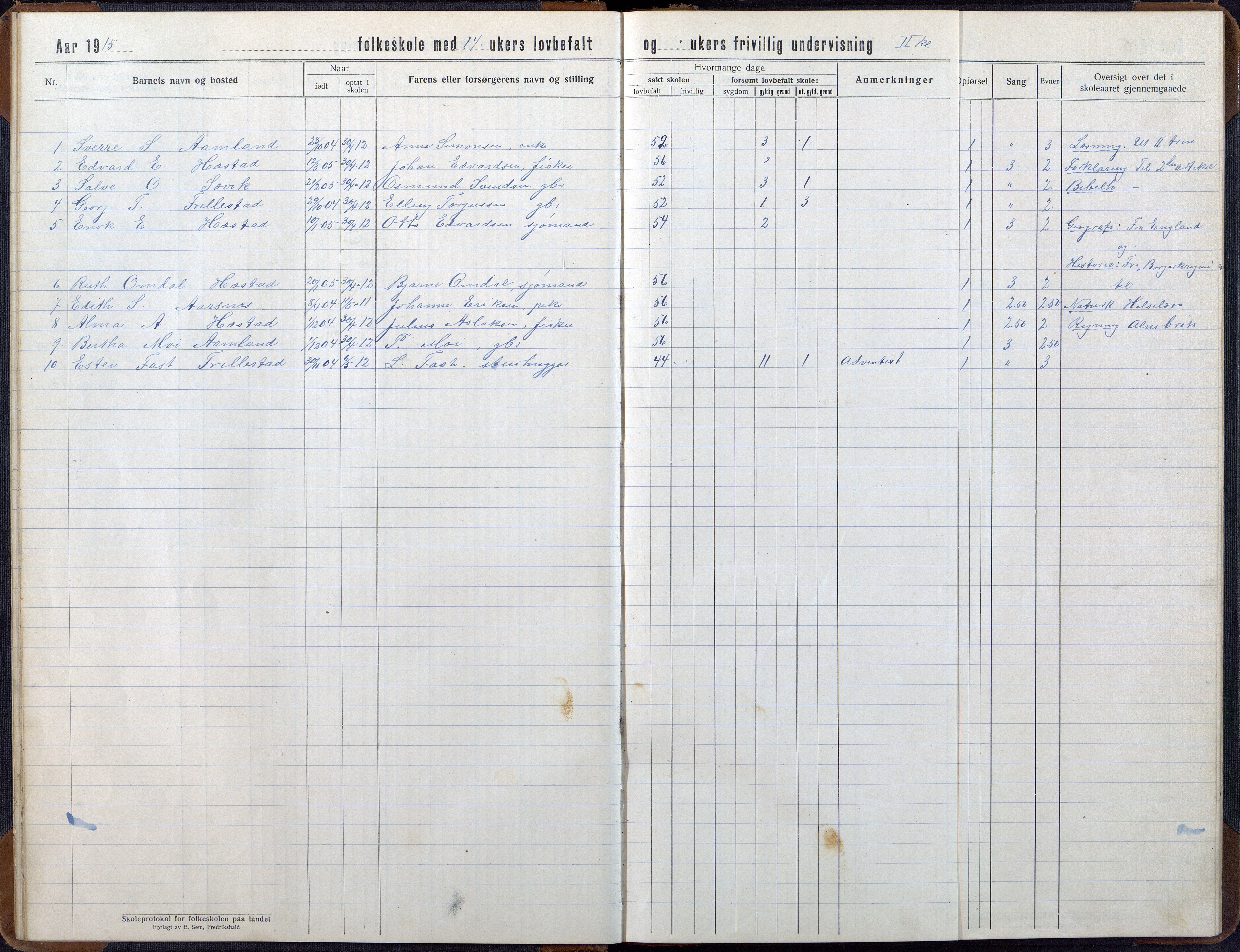 Høvåg kommune, AAKS/KA0927-PK/2/2/L0056: Kvåse, Sevik, Hæstad og Ytre Årsnes - Skoleprotokoll (Sevik, Hæstad), 1914-1944