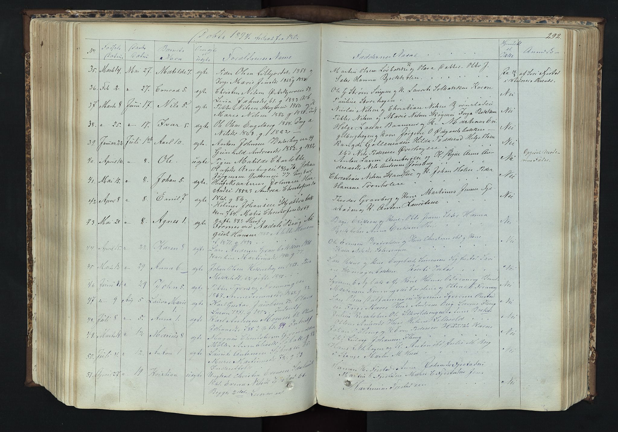 Romedal prestekontor, SAH/PREST-004/L/L0011: Parish register (copy) no. 11, 1867-1895, p. 292