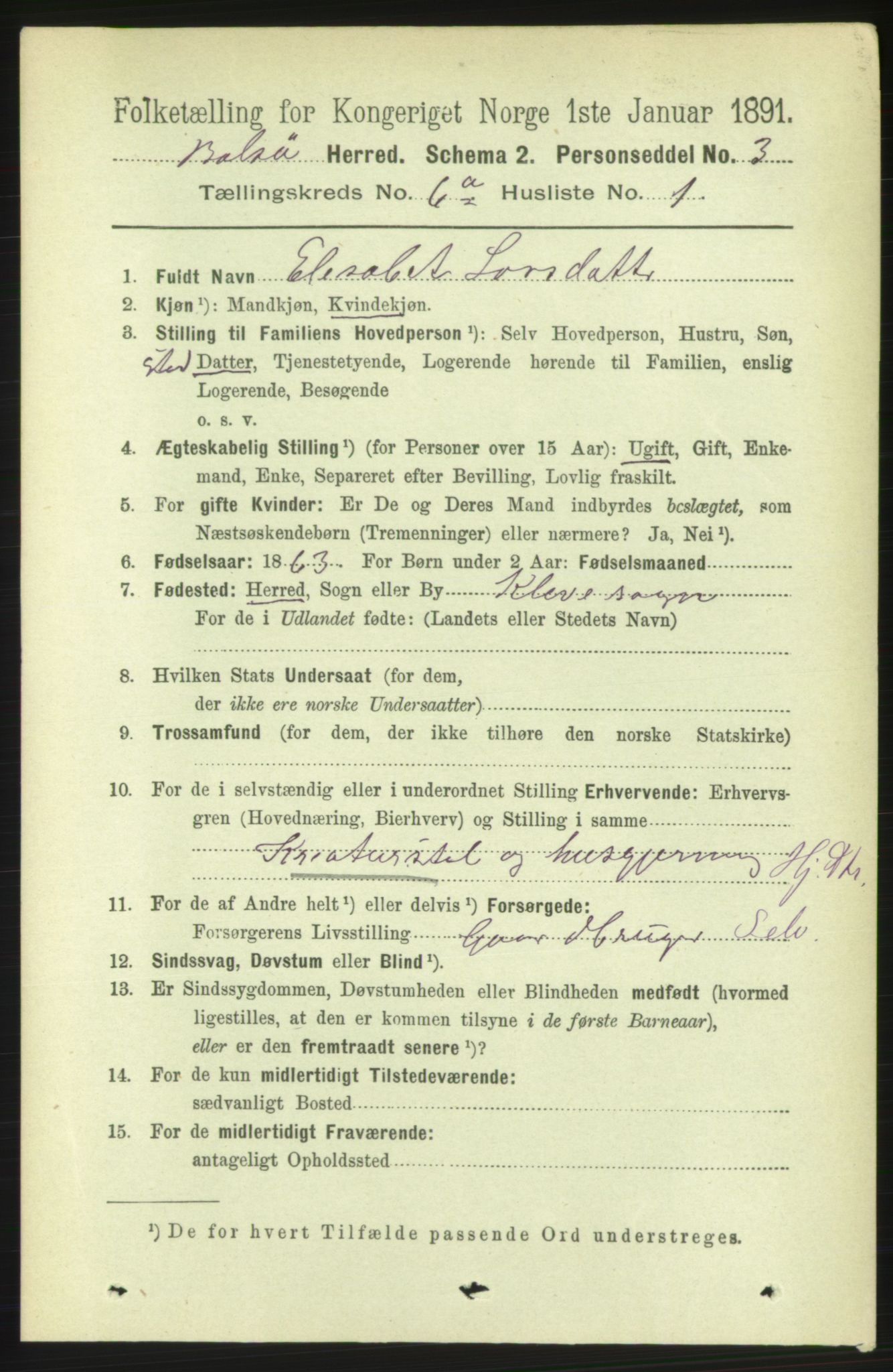 RA, 1891 census for 1544 Bolsøy, 1891, p. 3729