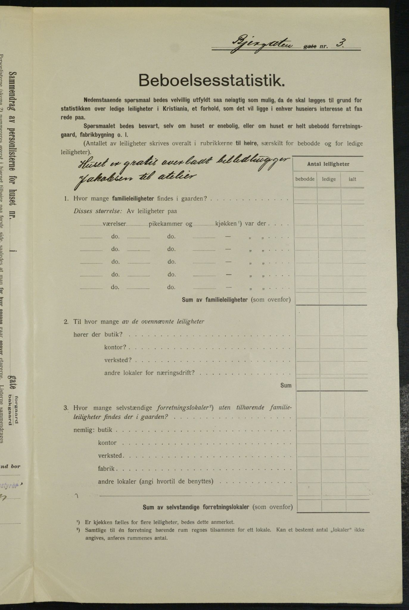 OBA, Municipal Census 1913 for Kristiania, 1913, p. 5343