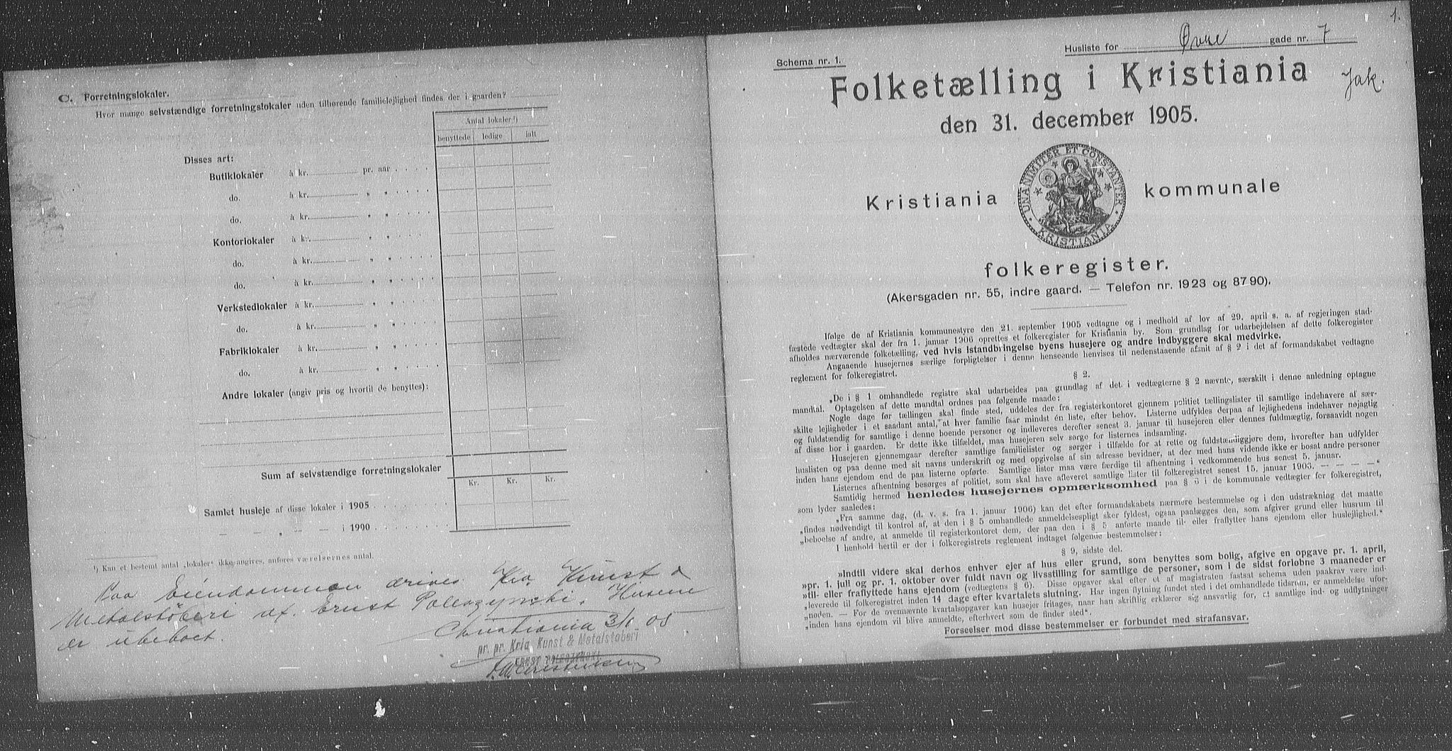 OBA, Municipal Census 1905 for Kristiania, 1905, p. 68253