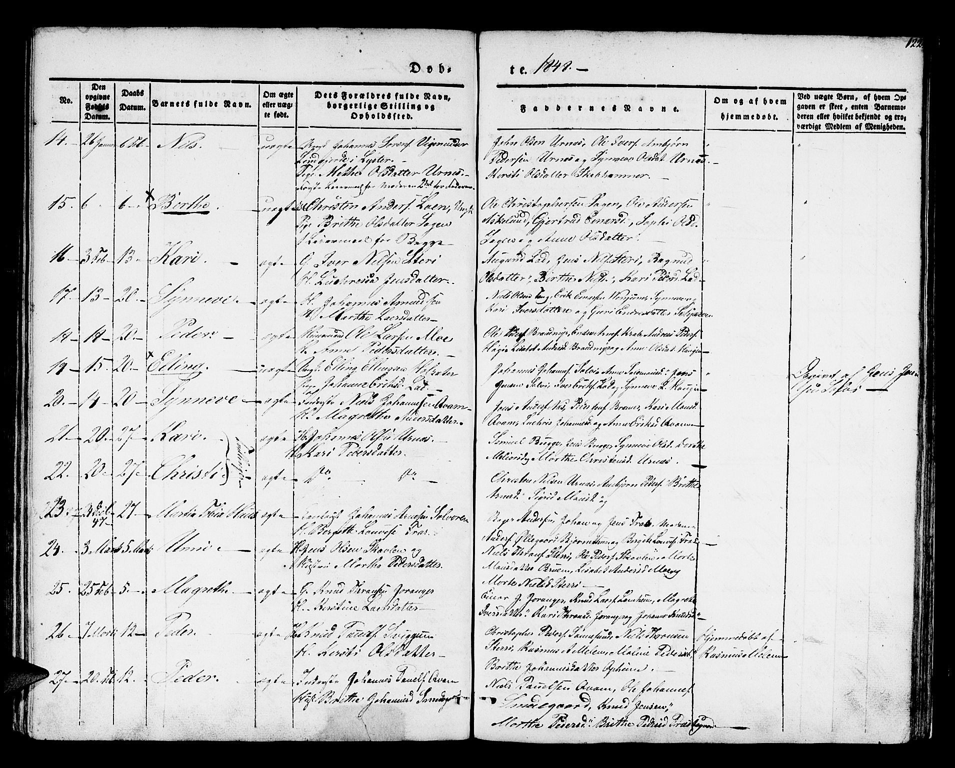 Hafslo sokneprestembete, SAB/A-80301/H/Haa/Haaa/L0005: Parish register (official) no. A 5, 1834-1852, p. 122