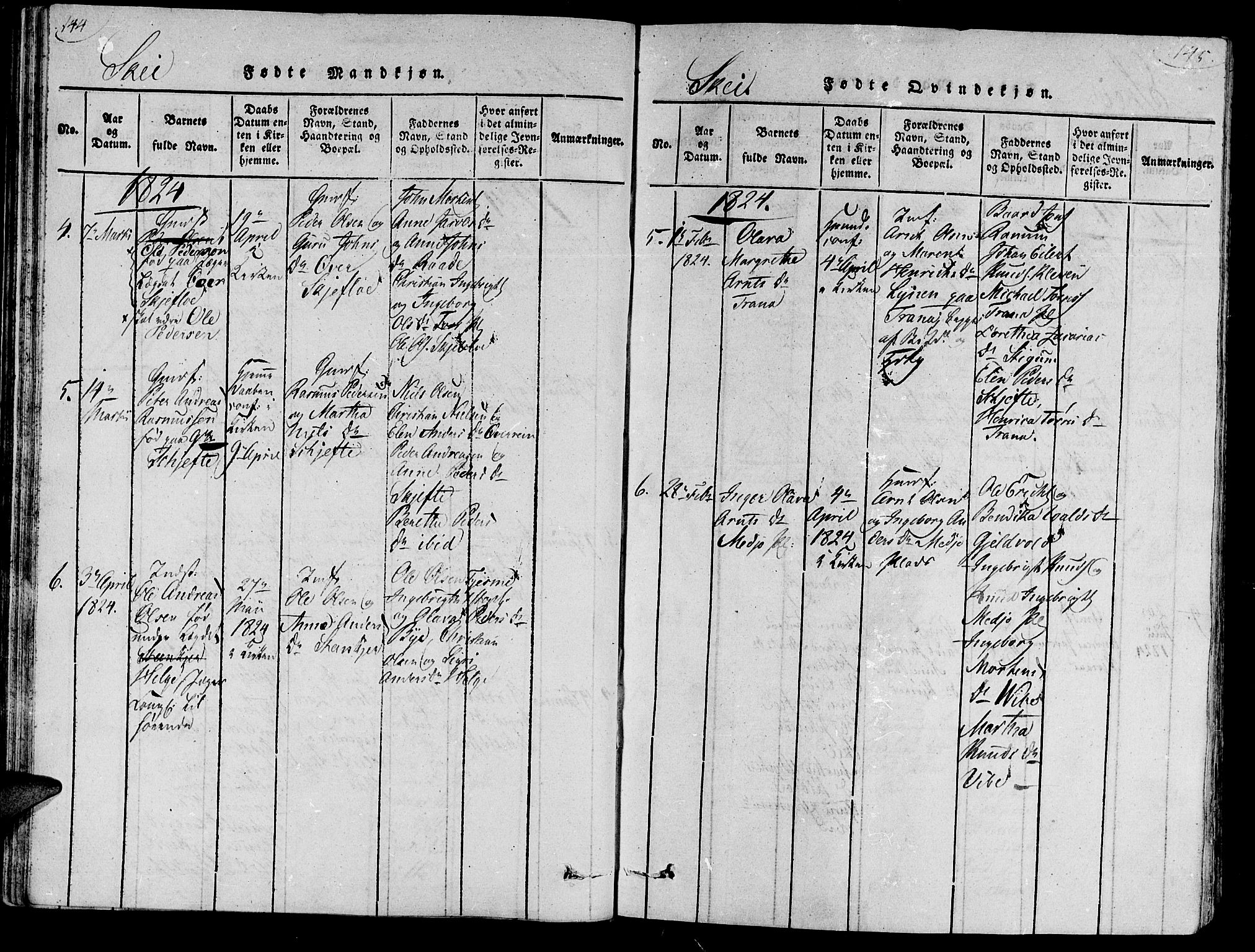Ministerialprotokoller, klokkerbøker og fødselsregistre - Nord-Trøndelag, SAT/A-1458/735/L0333: Parish register (official) no. 735A04 /2, 1816-1825, p. 144-145