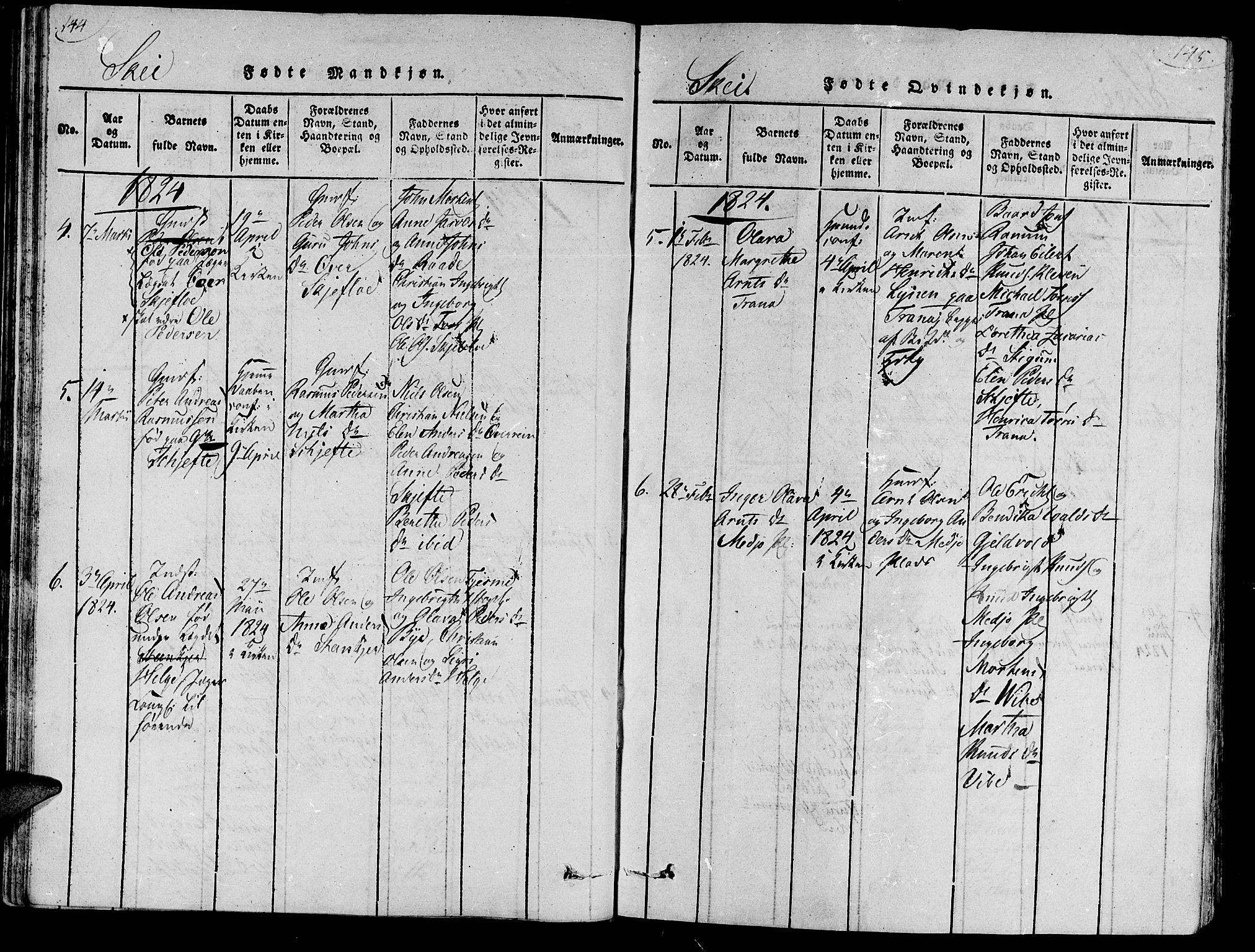 Ministerialprotokoller, klokkerbøker og fødselsregistre - Nord-Trøndelag, AV/SAT-A-1458/735/L0333: Parish register (official) no. 735A04 /2, 1816-1825, p. 144-145