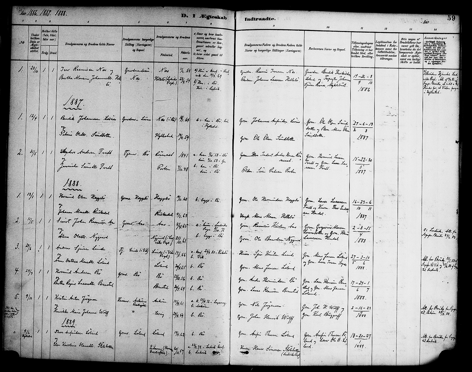 Hyllestad sokneprestembete, AV/SAB-A-80401: Parish register (official) no. C 1, 1886-1904, p. 59