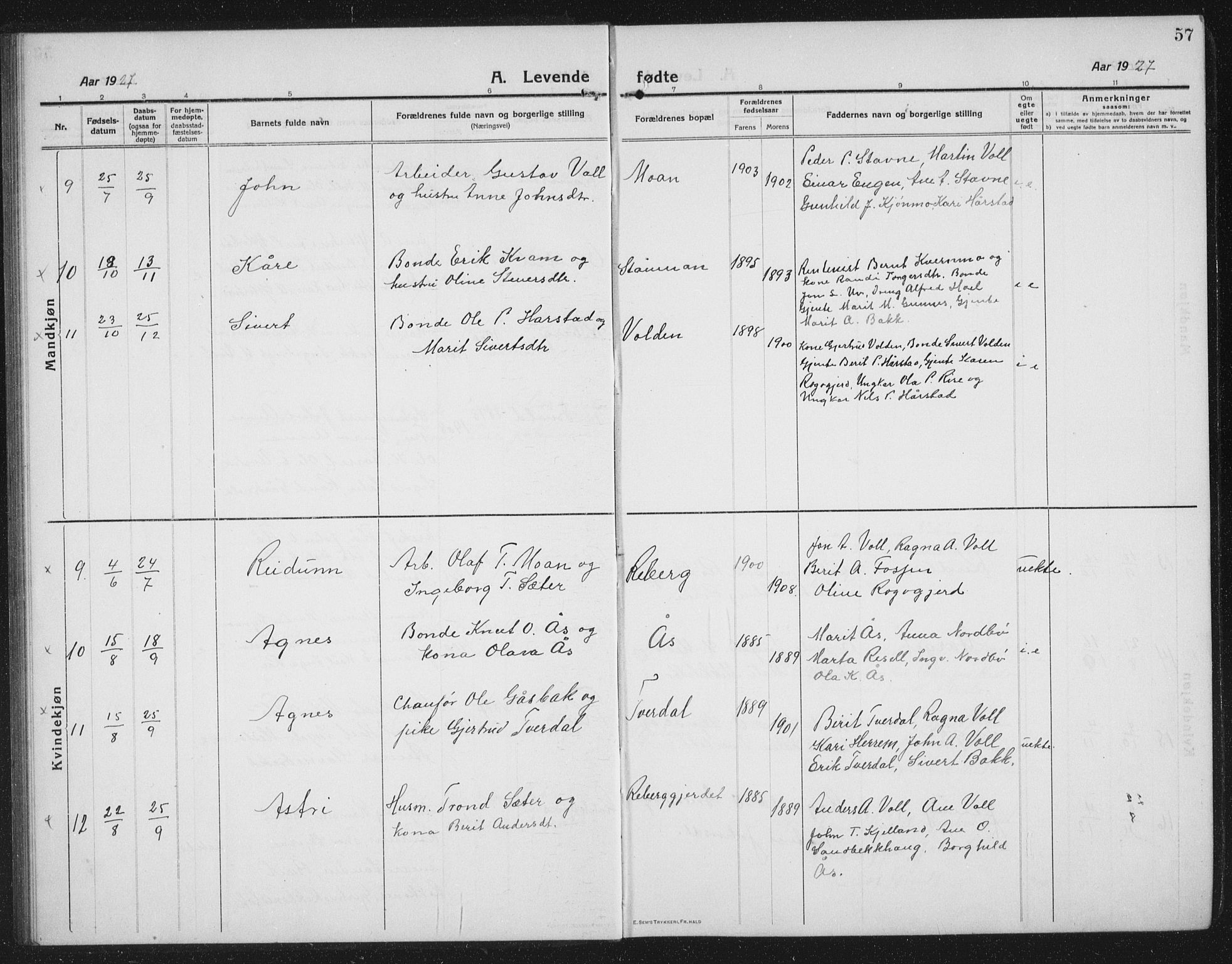 Ministerialprotokoller, klokkerbøker og fødselsregistre - Sør-Trøndelag, AV/SAT-A-1456/674/L0877: Parish register (copy) no. 674C04, 1913-1940, p. 57