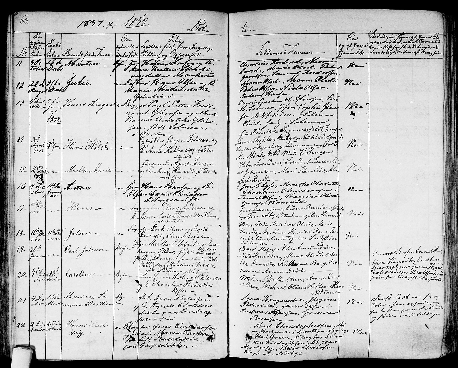 Gamlebyen prestekontor Kirkebøker, AV/SAO-A-10884/F/Fa/L0003: Parish register (official) no. 3, 1829-1849, p. 63