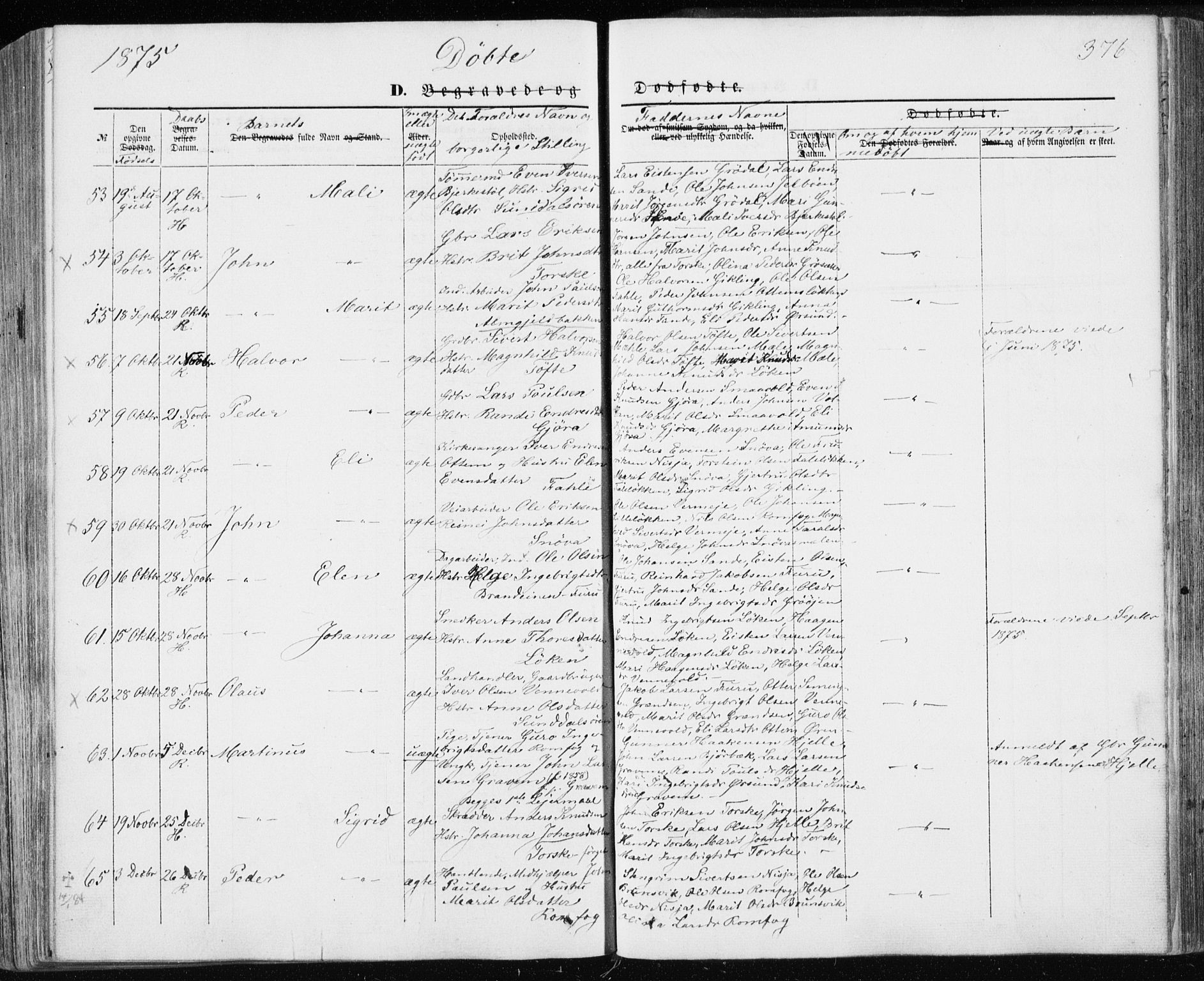 Ministerialprotokoller, klokkerbøker og fødselsregistre - Møre og Romsdal, SAT/A-1454/590/L1013: Parish register (official) no. 590A05, 1847-1877, p. 376