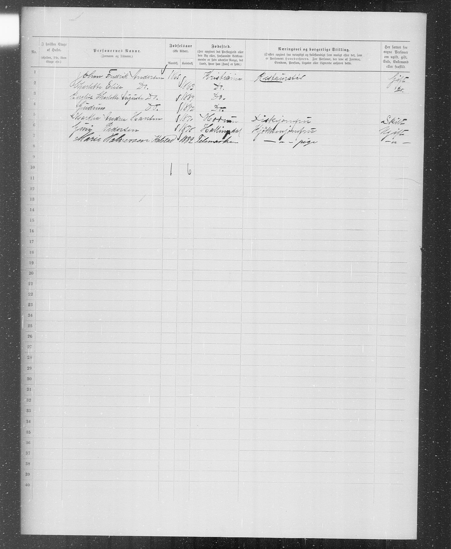 OBA, Municipal Census 1899 for Kristiania, 1899, p. 1005