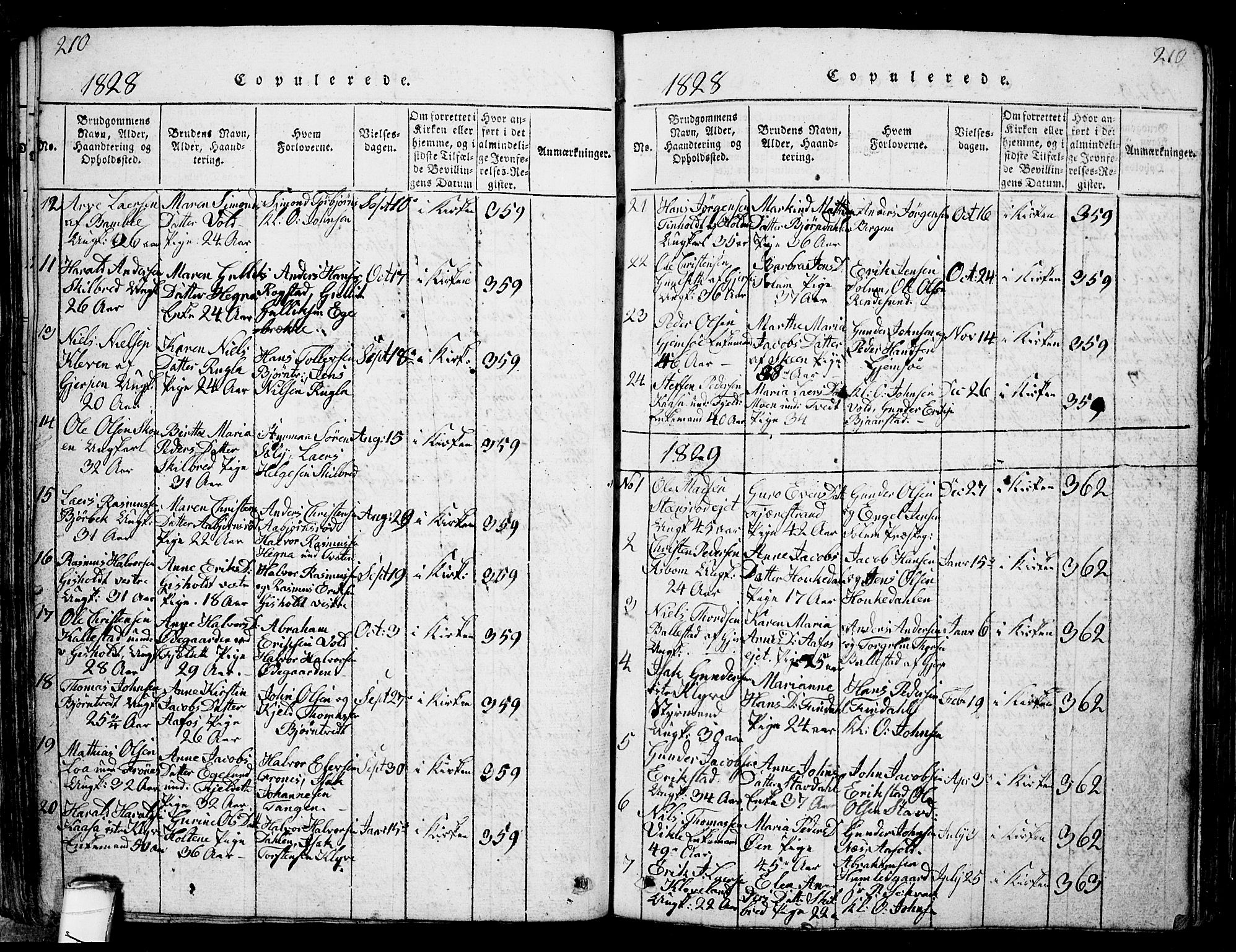 Solum kirkebøker, SAKO/A-306/G/Ga/L0001: Parish register (copy) no. I 1, 1814-1833, p. 210