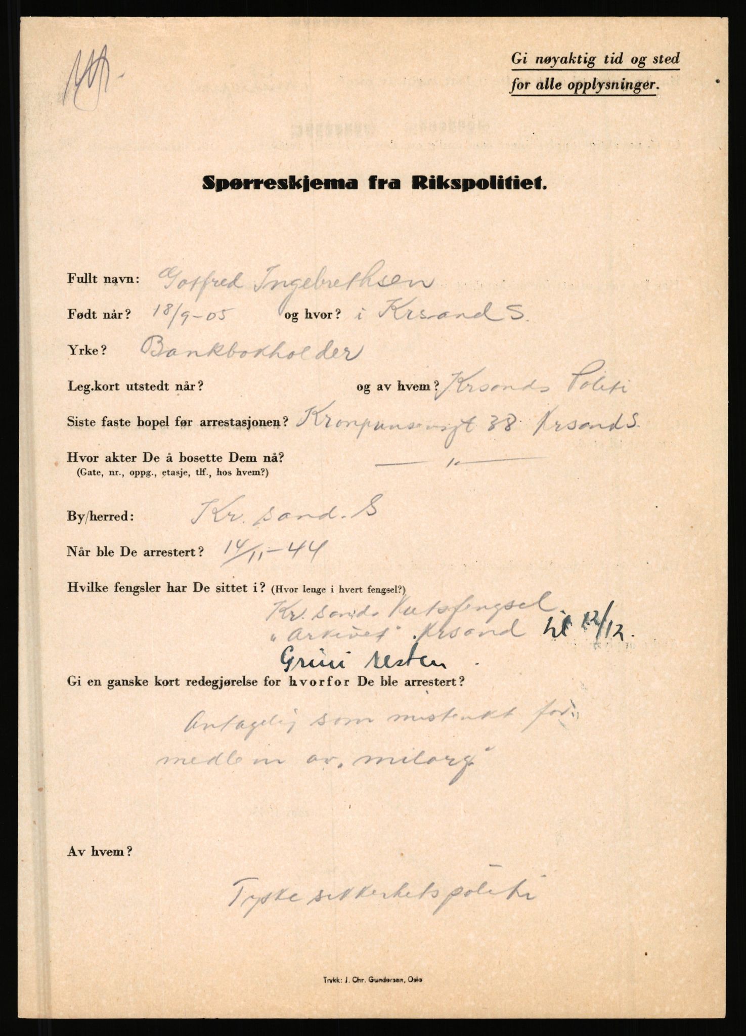 Rikspolitisjefen, AV/RA-S-1560/L/L0007: Heen, Erik C. - Iversen, Trygve, 1940-1945, p. 1111