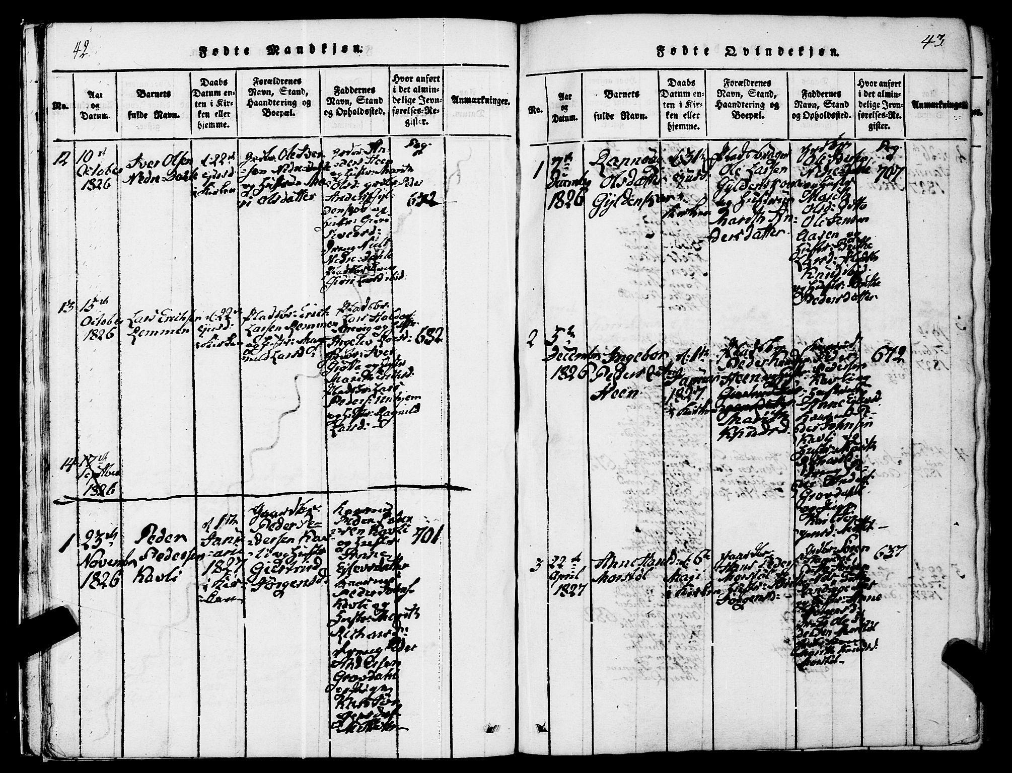 Ministerialprotokoller, klokkerbøker og fødselsregistre - Møre og Romsdal, SAT/A-1454/545/L0585: Parish register (official) no. 545A01, 1818-1853, p. 42-43